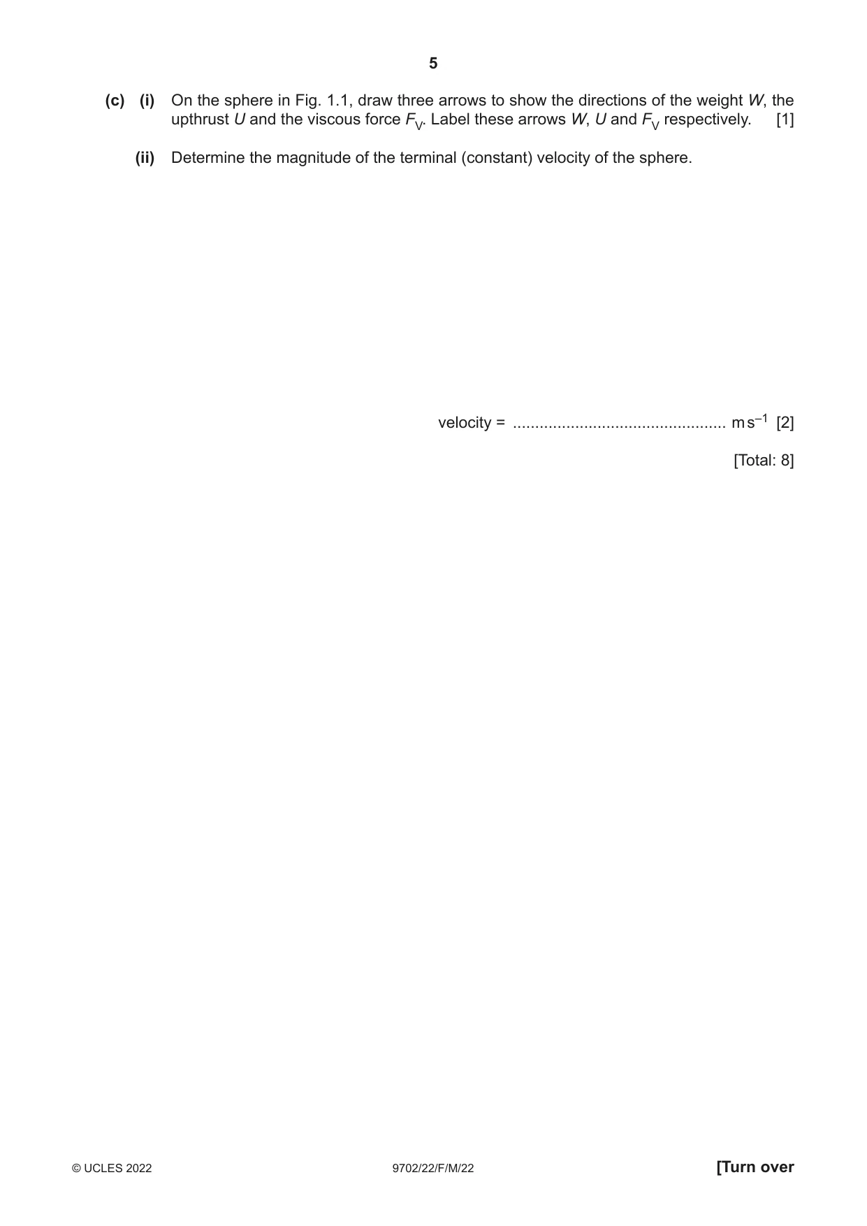 Cambridge A Level Physics 9702 2022 Feb/March Paper 2 · Variant 2 question paper, page 5 of 20