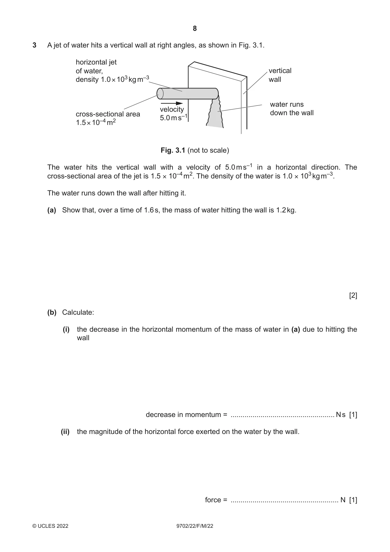 Cambridge A Level Physics 9702 2022 Feb/March Paper 2 · Variant 2 question paper, page 8 of 20