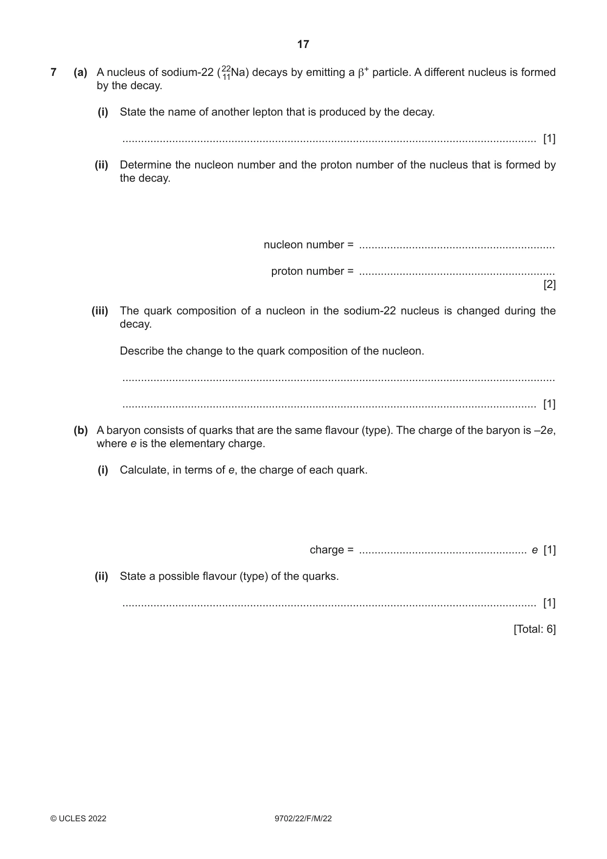 Cambridge A Level Physics 9702 2022 Feb/March Paper 2 · Variant 2 question paper, page 17 of 20