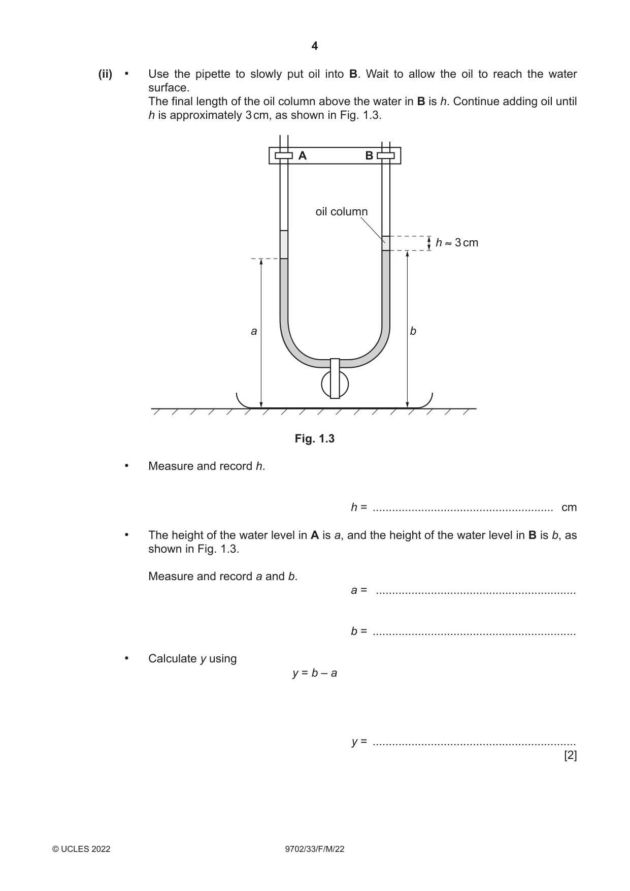 Cambridge A Level Physics 9702 2022 Feb/March Paper 3 · Variant 3 question paper, page 4 of 16