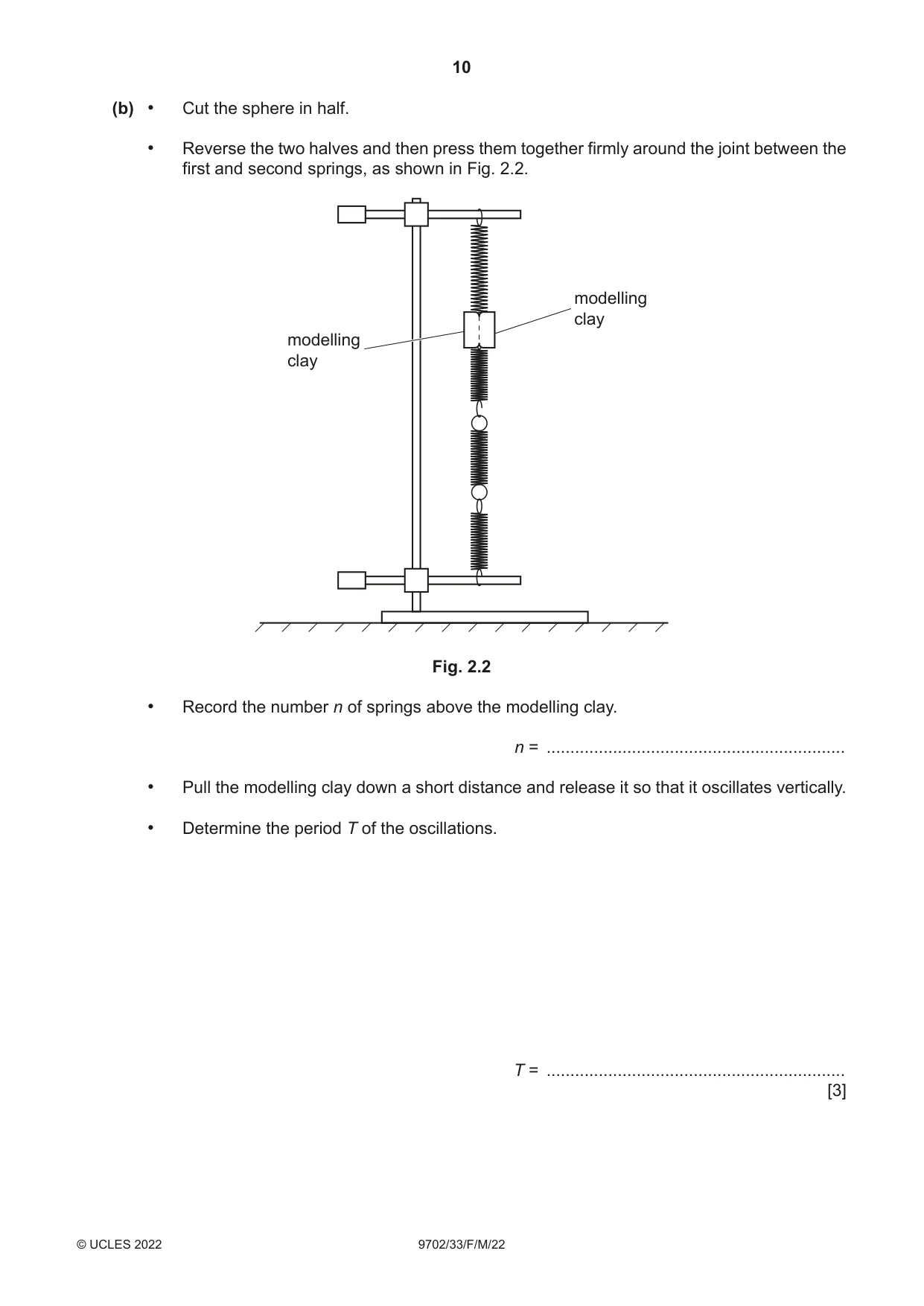 Cambridge A Level Physics 9702 2022 Feb/March Paper 3 · Variant 3 question paper, page 10 of 16