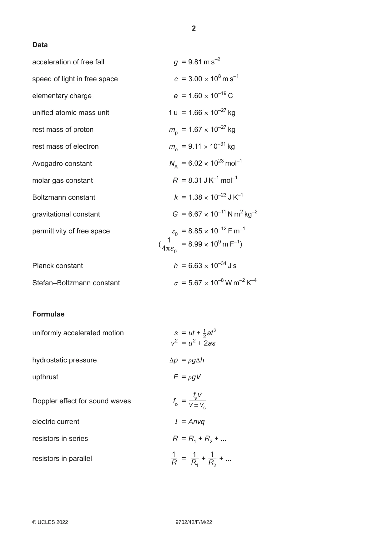 Cambridge A Level Physics 9702 2022 Feb/March Paper 4 · Variant 2 question paper, page 2 of 32
