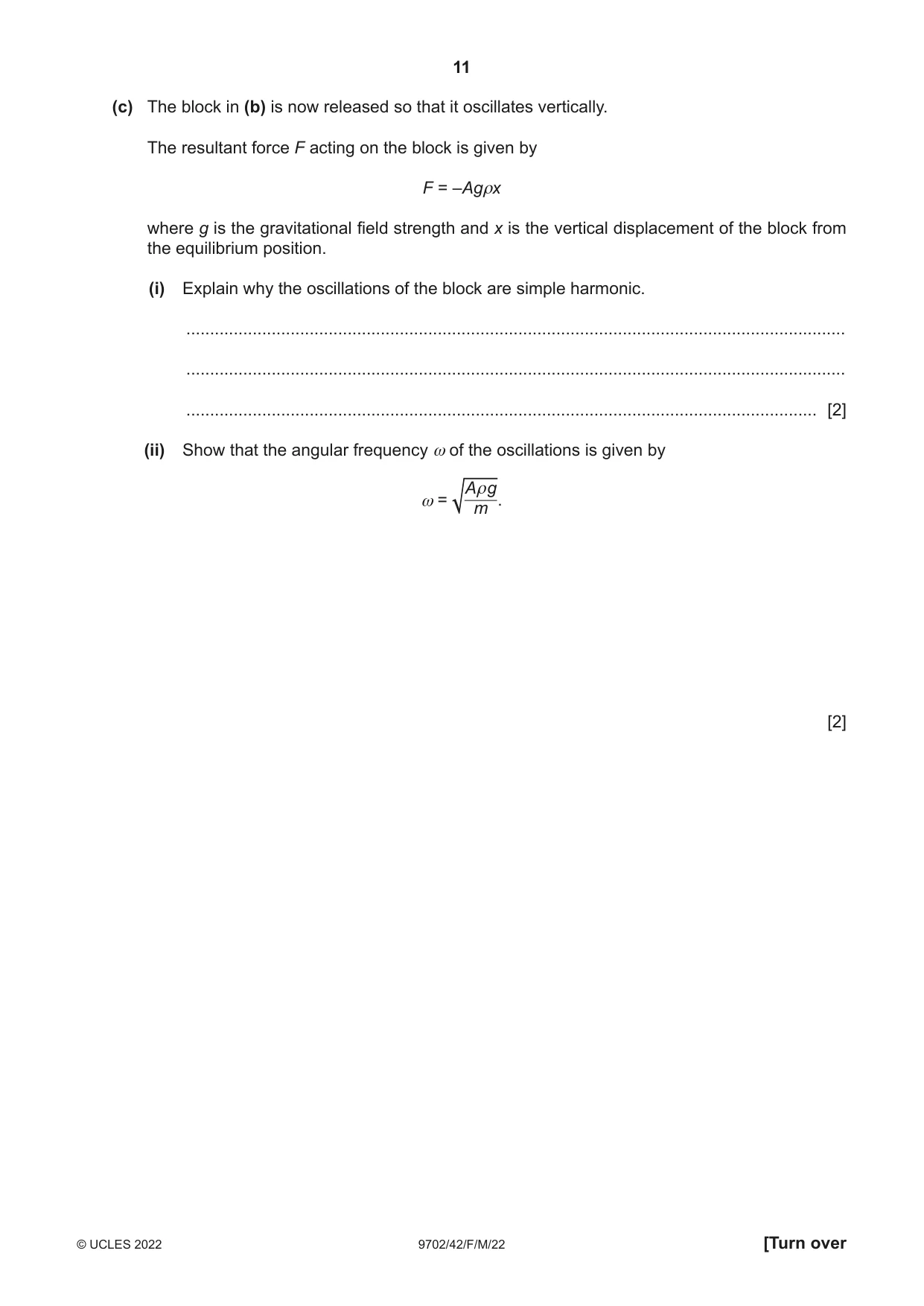 Cambridge A Level Physics 9702 2022 Feb/March Paper 4 · Variant 2 question paper, page 11 of 32