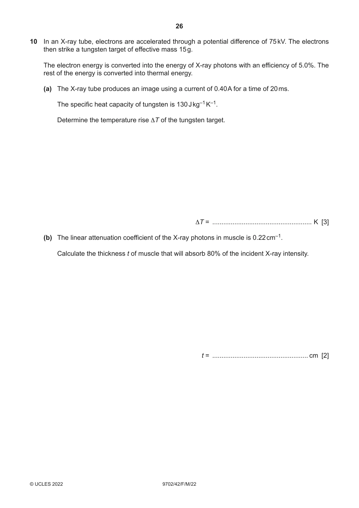 Cambridge A Level Physics 9702 2022 Feb/March Paper 4 · Variant 2 question paper, page 26 of 32