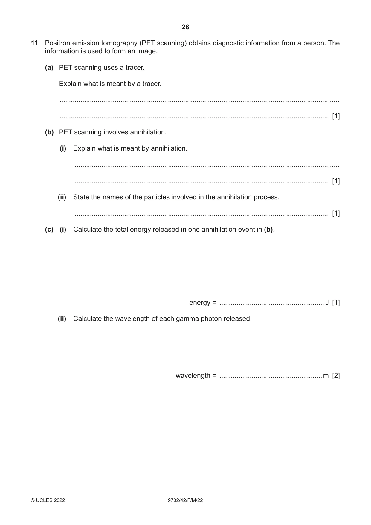 Cambridge A Level Physics 9702 2022 Feb/March Paper 4 · Variant 2 question paper, page 28 of 32