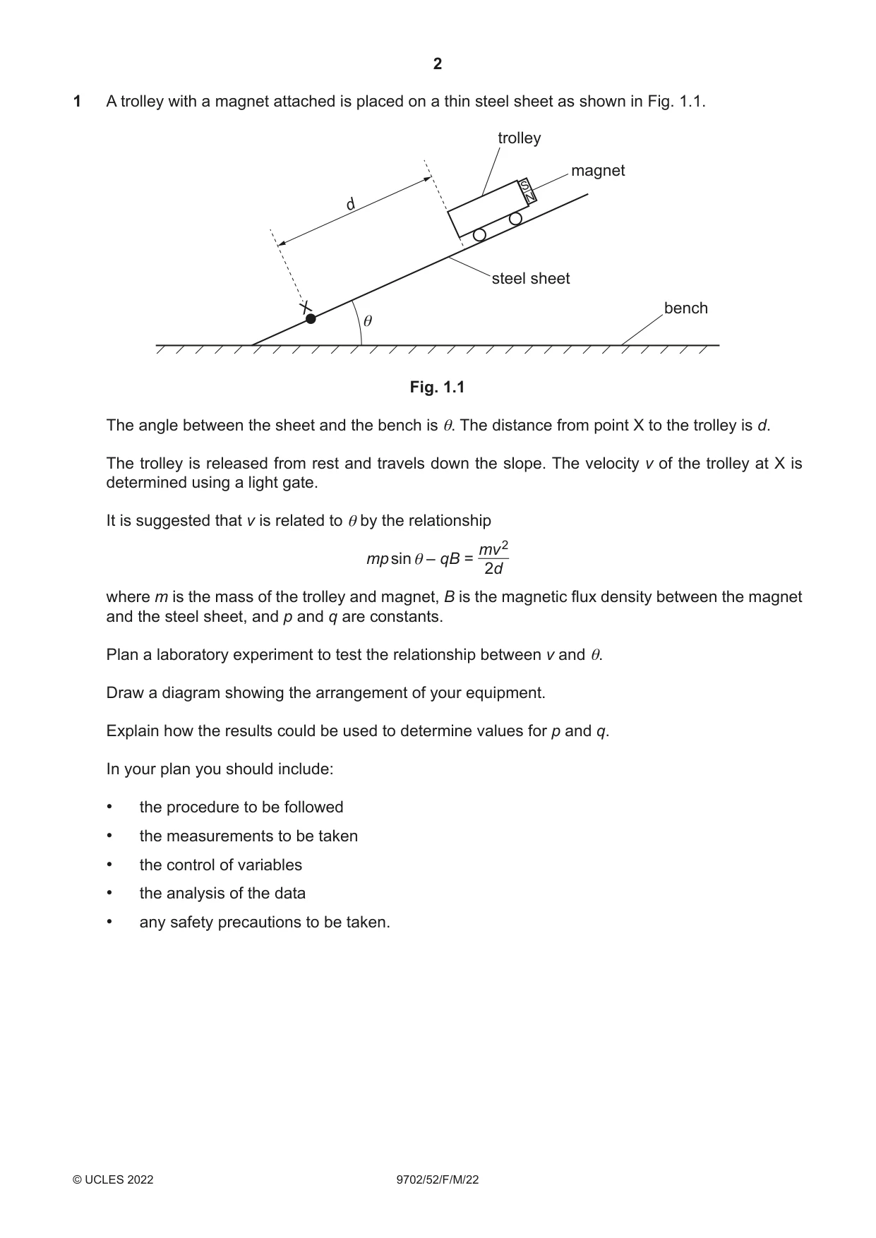 Cambridge A Level Physics 9702 2022 Feb/March Paper 5 · Variant 2 question paper, page 2 of 8