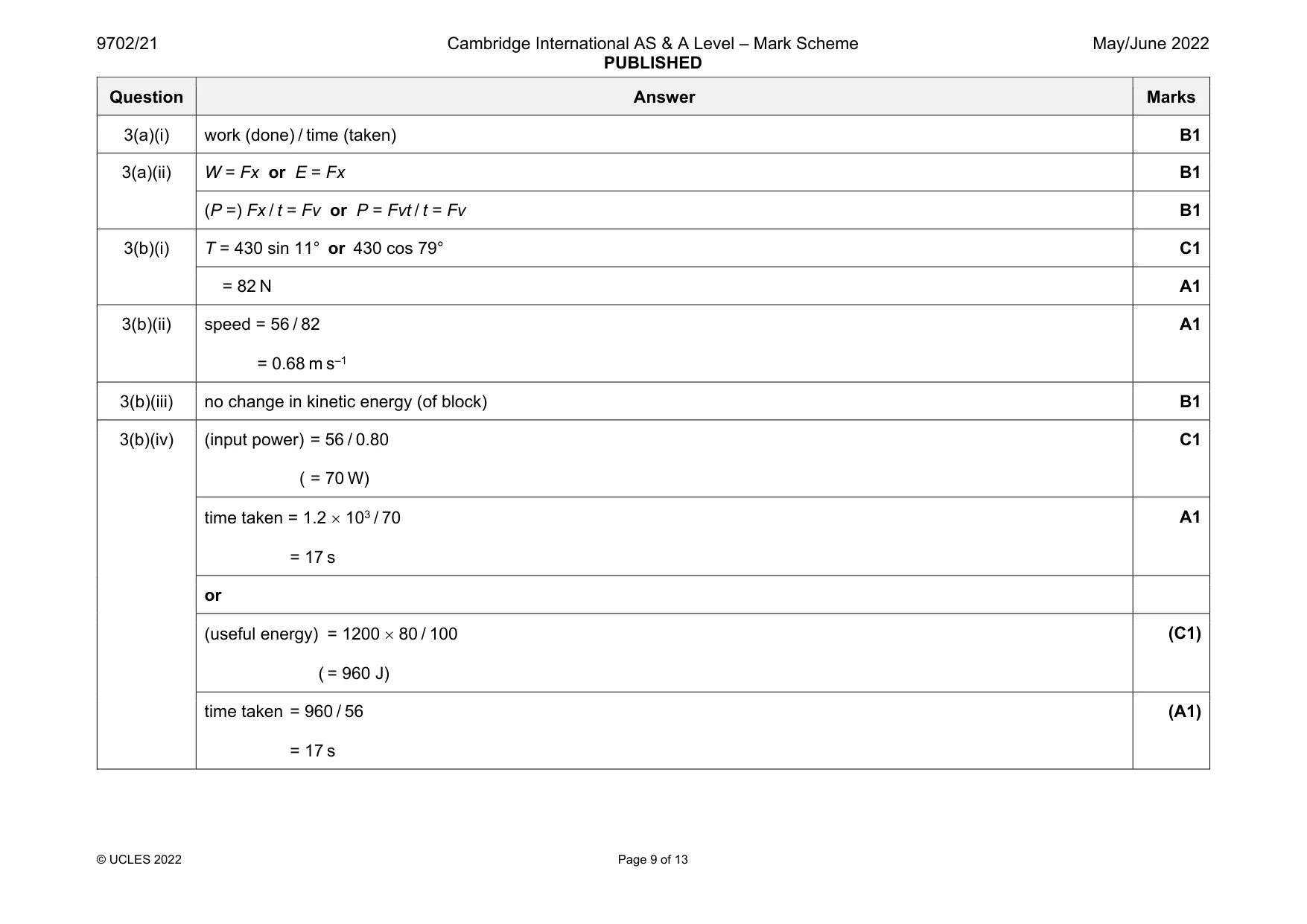 Mark scheme, page 9 of 13
