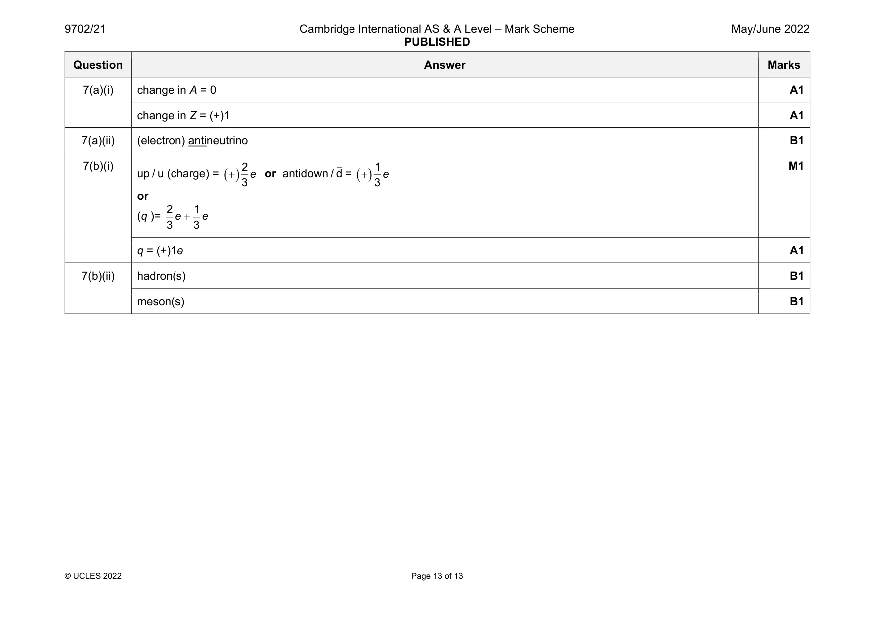 Mark scheme, page 13 of 13