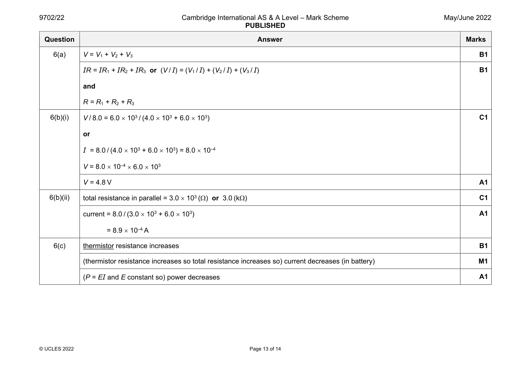 Mark scheme, page 13 of 14