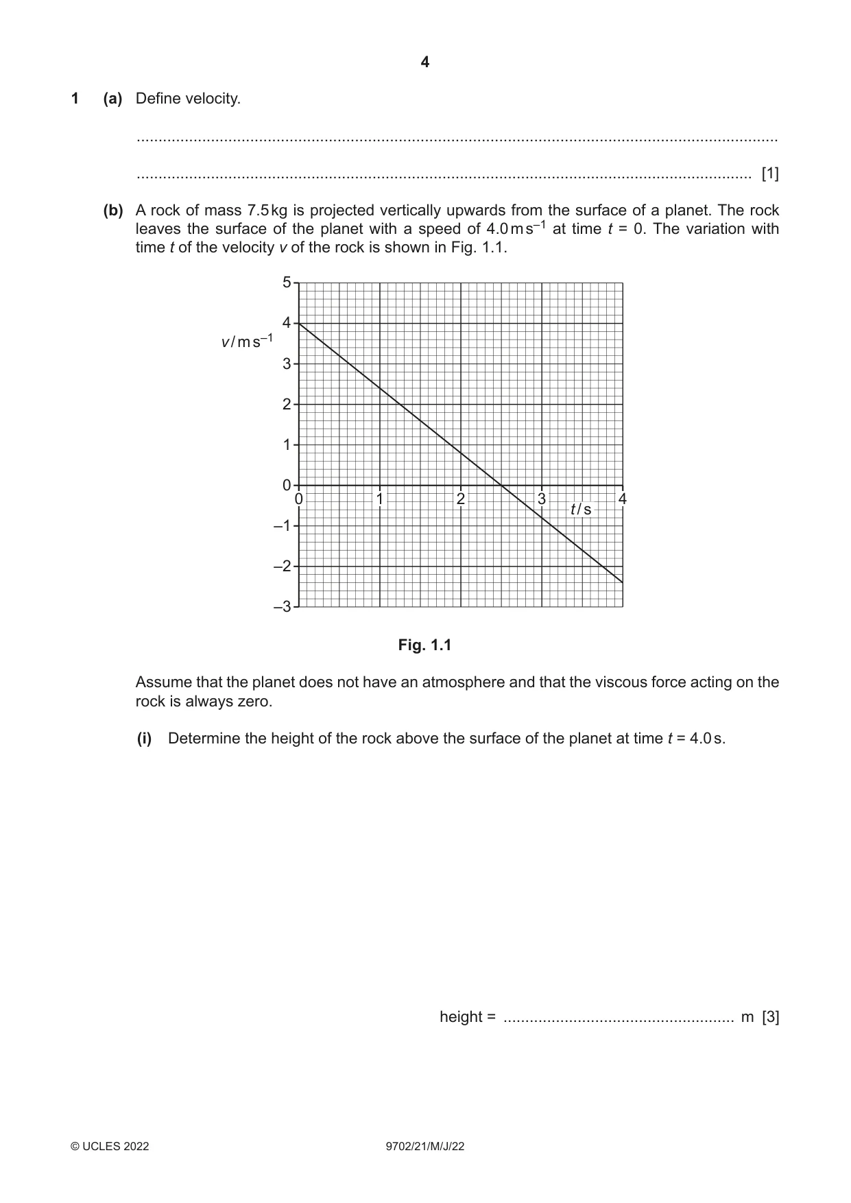 Cambridge A Level Physics 9702 2022 May/June Paper 2 · Variant 1 question paper, page 4 of 16