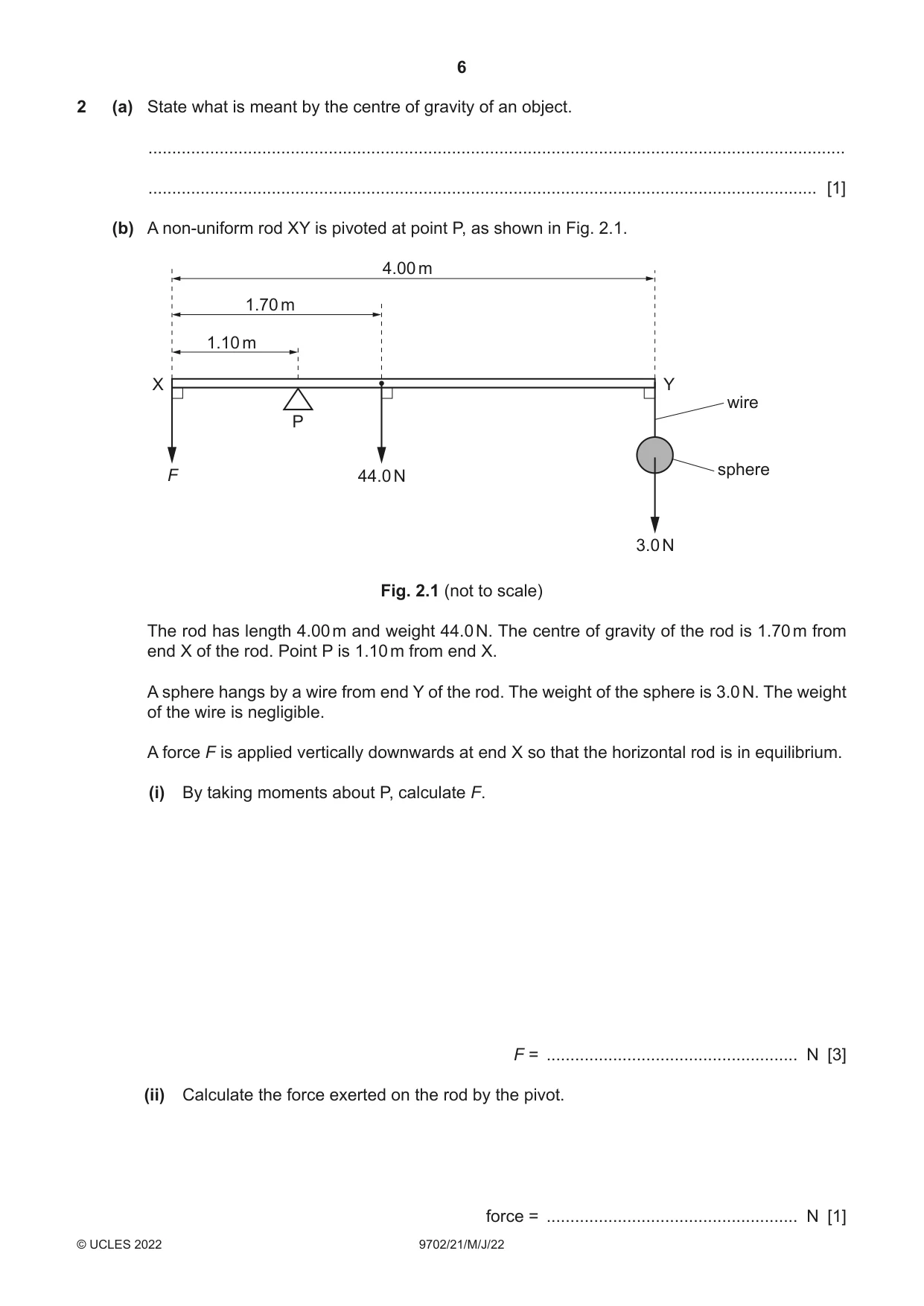 Cambridge A Level Physics 9702 2022 May/June Paper 2 · Variant 1 question paper, page 6 of 16