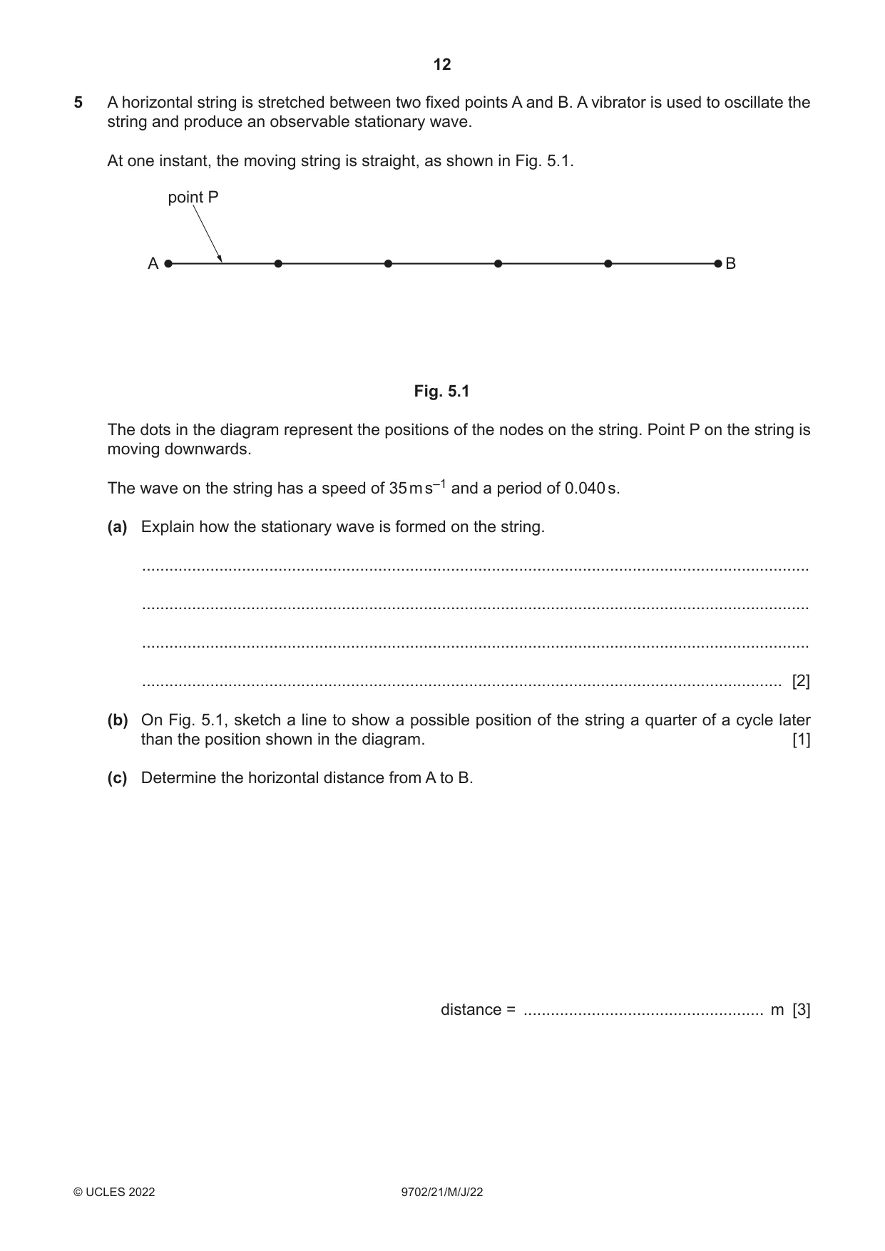 Cambridge A Level Physics 9702 2022 May/June Paper 2 · Variant 1 question paper, page 12 of 16