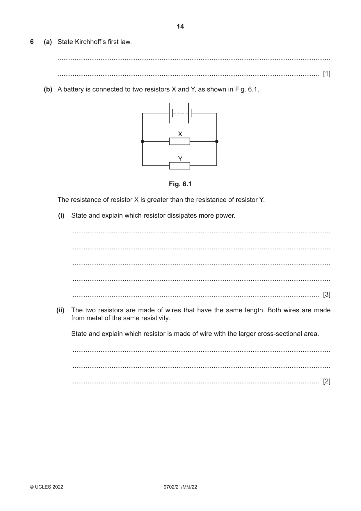 Cambridge A Level Physics 9702 2022 May/June Paper 2 · Variant 1 question paper, page 14 of 16