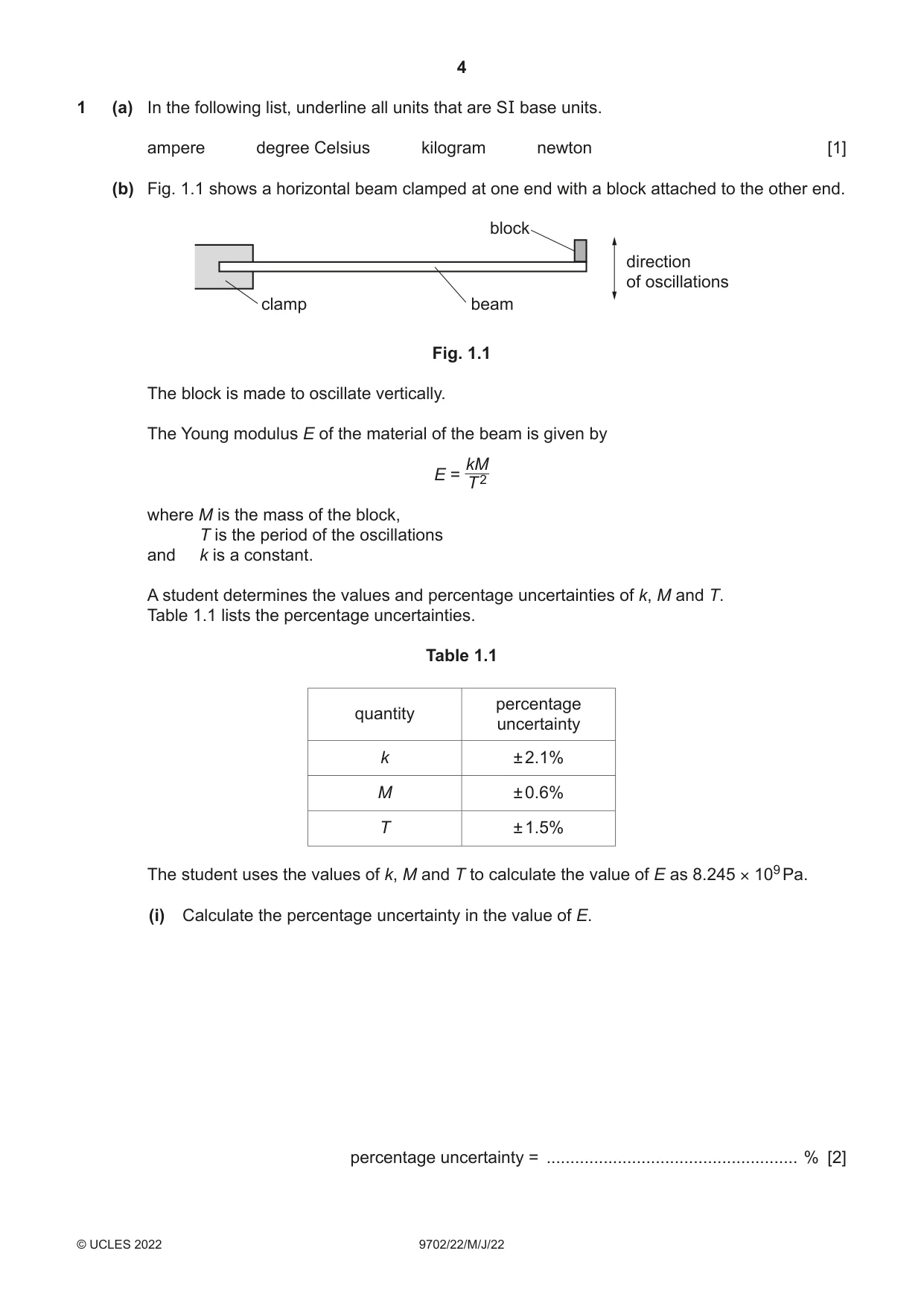 Cambridge A Level Physics 9702 2022 May/June Paper 2 · Variant 2 question paper, page 4 of 16