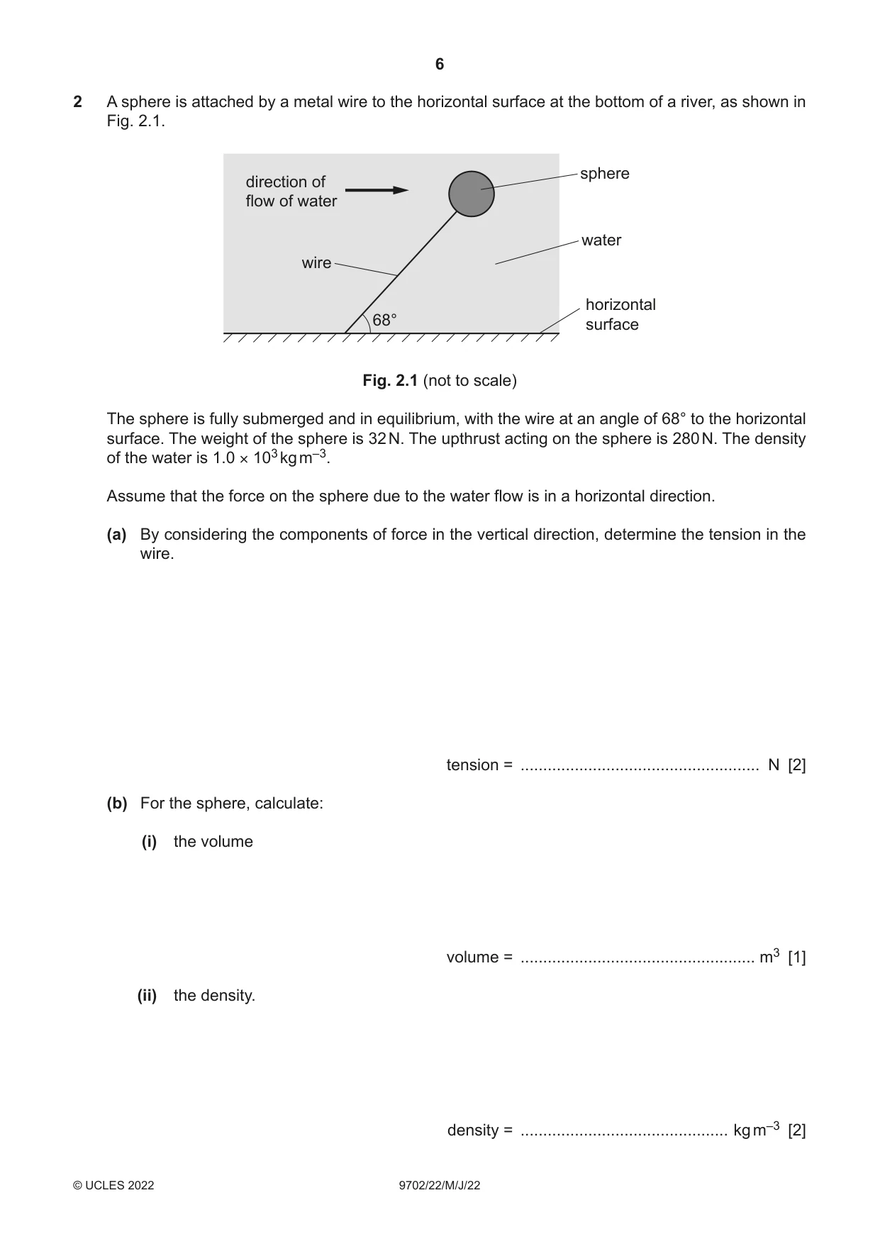 Cambridge A Level Physics 9702 2022 May/June Paper 2 · Variant 2 question paper, page 6 of 16