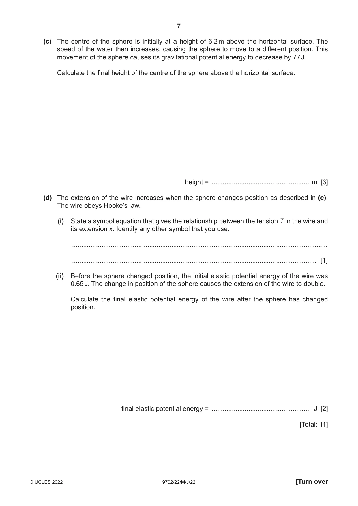 Cambridge A Level Physics 9702 2022 May/June Paper 2 · Variant 2 question paper, page 7 of 16
