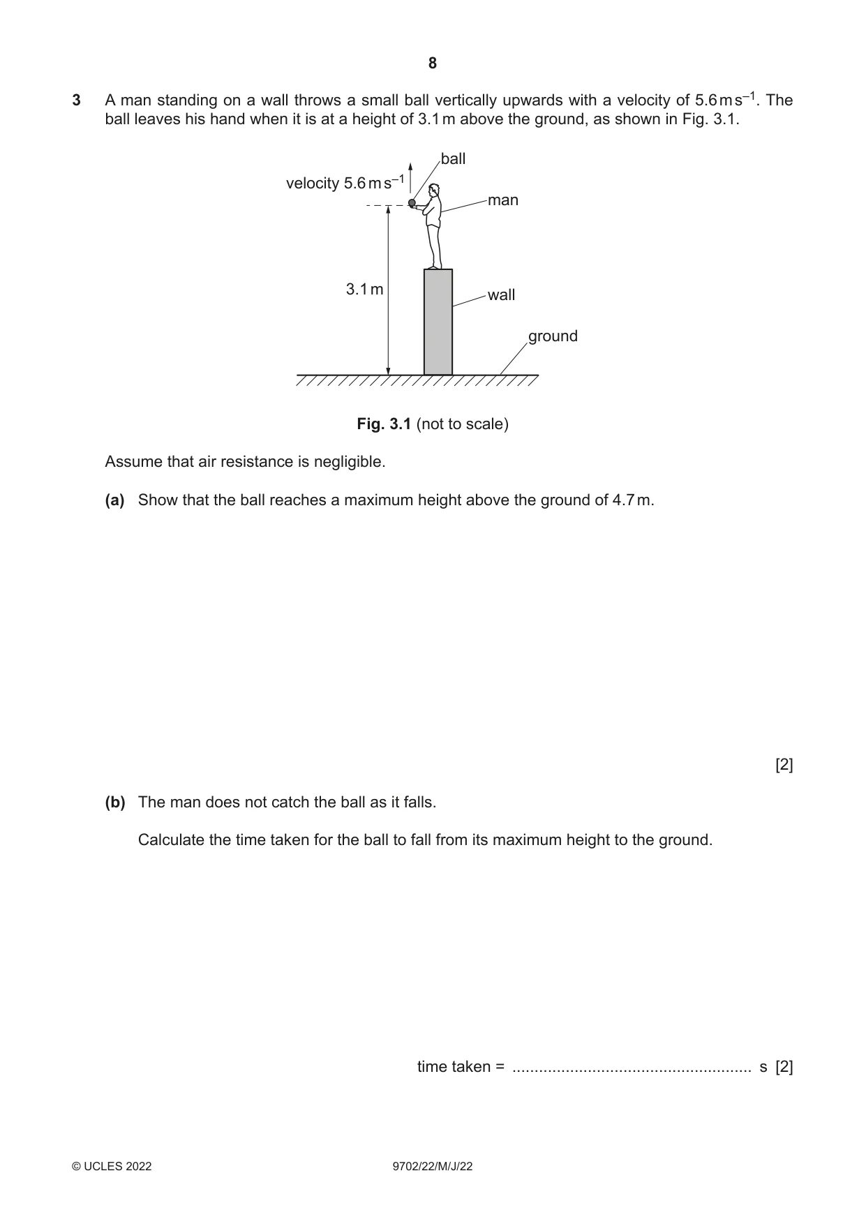 Cambridge A Level Physics 9702 2022 May/June Paper 2 · Variant 2 question paper, page 8 of 16