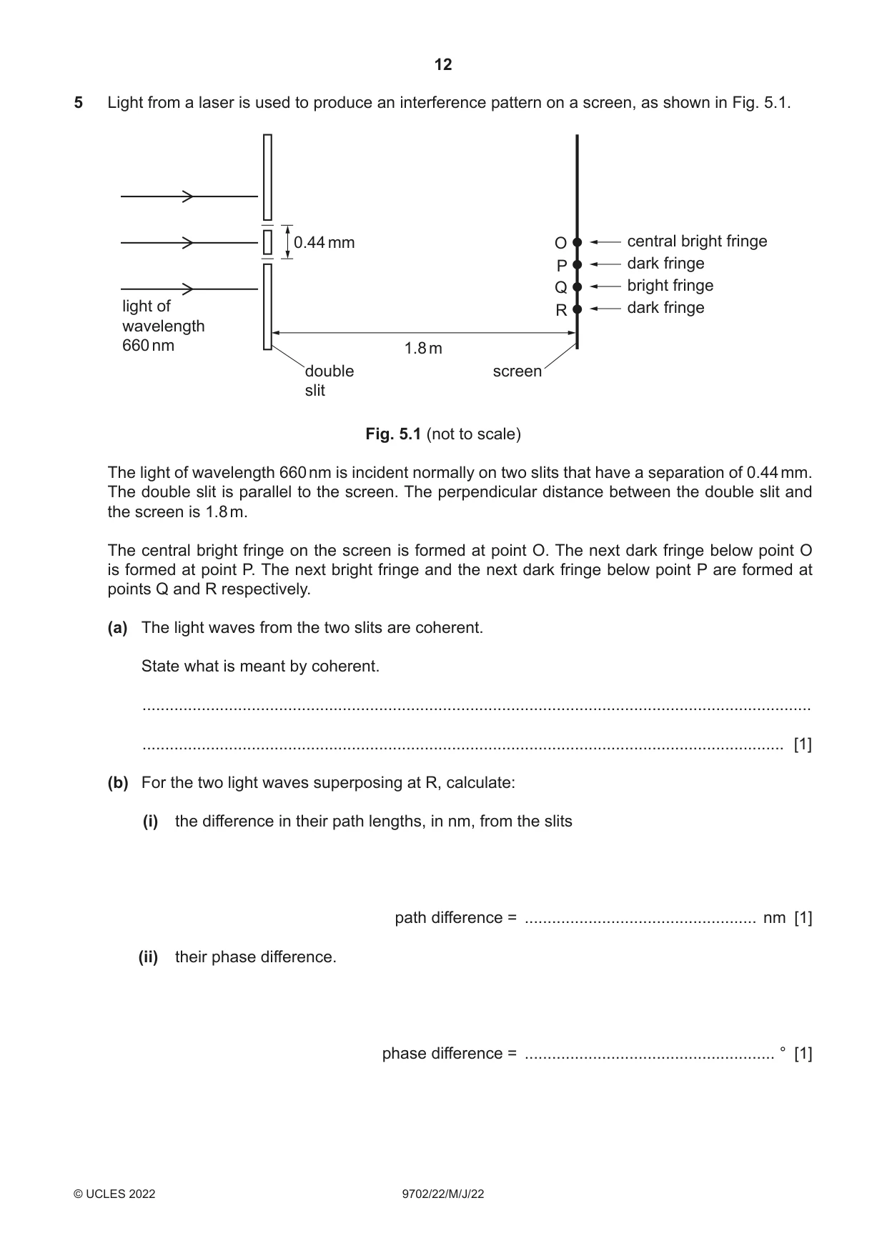 Cambridge A Level Physics 9702 2022 May/June Paper 2 · Variant 2 question paper, page 12 of 16