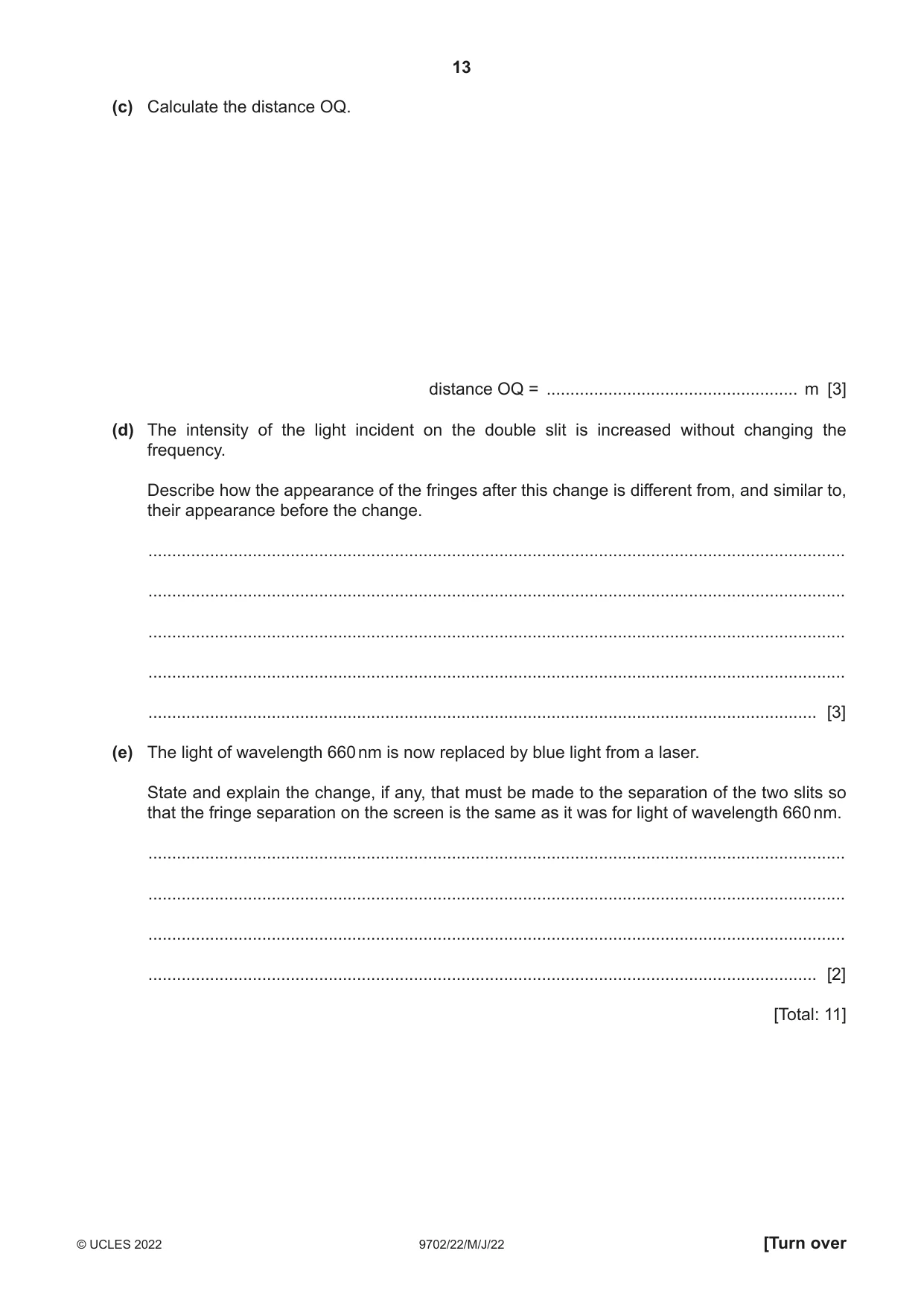 Cambridge A Level Physics 9702 2022 May/June Paper 2 · Variant 2 question paper, page 13 of 16