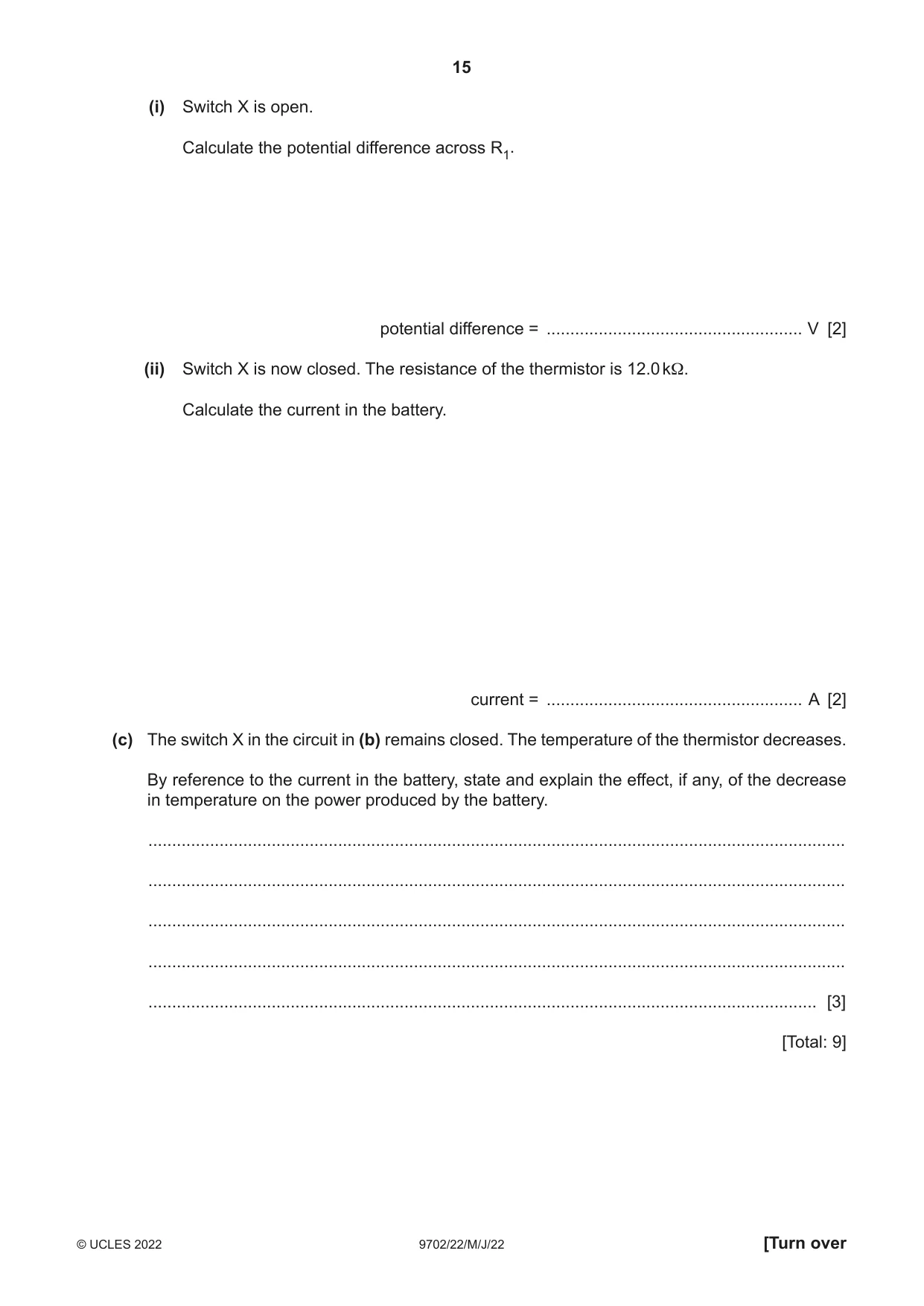 Cambridge A Level Physics 9702 2022 May/June Paper 2 · Variant 2 question paper, page 15 of 16