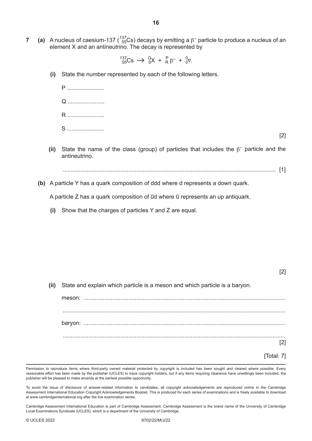 Cambridge A Level Physics 9702 2022 May/June Paper 2 · Variant 2 question paper, page 16 of 16