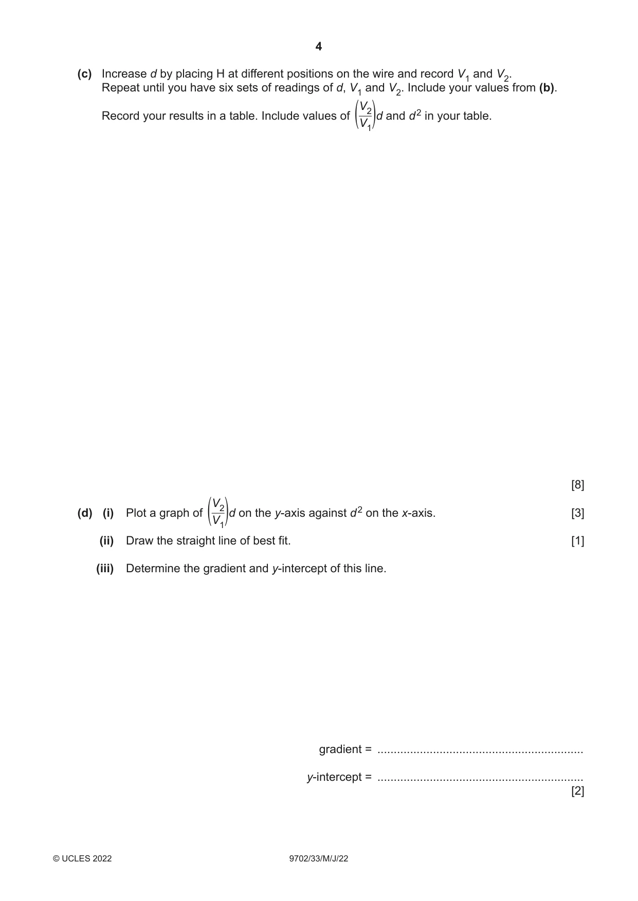 Cambridge A Level Physics 9702 2022 May/June Paper 3 · Variant 3 question paper, page 4 of 12