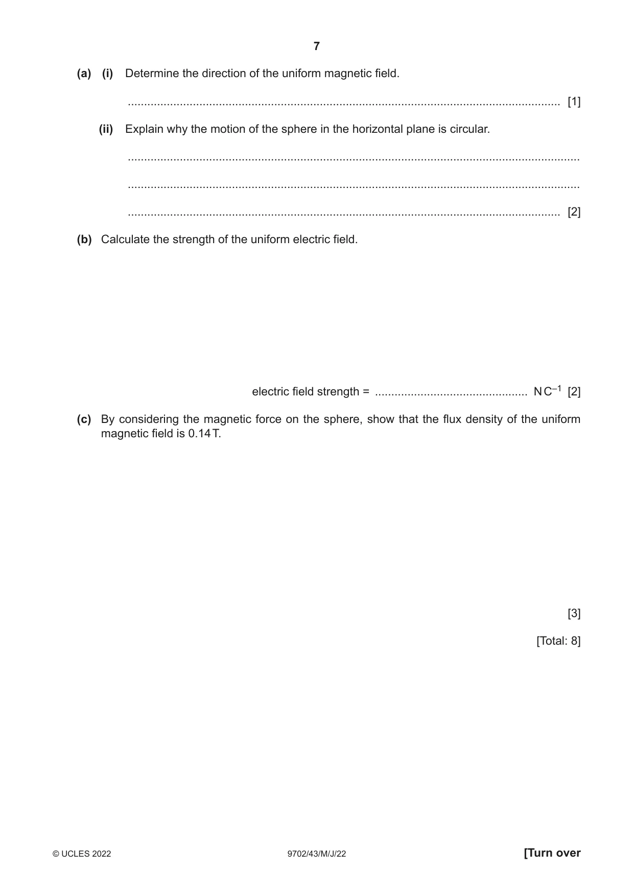 Cambridge A Level Physics 9702 2022 May/June Paper 4 · Variant 3 question paper, page 7 of 24
