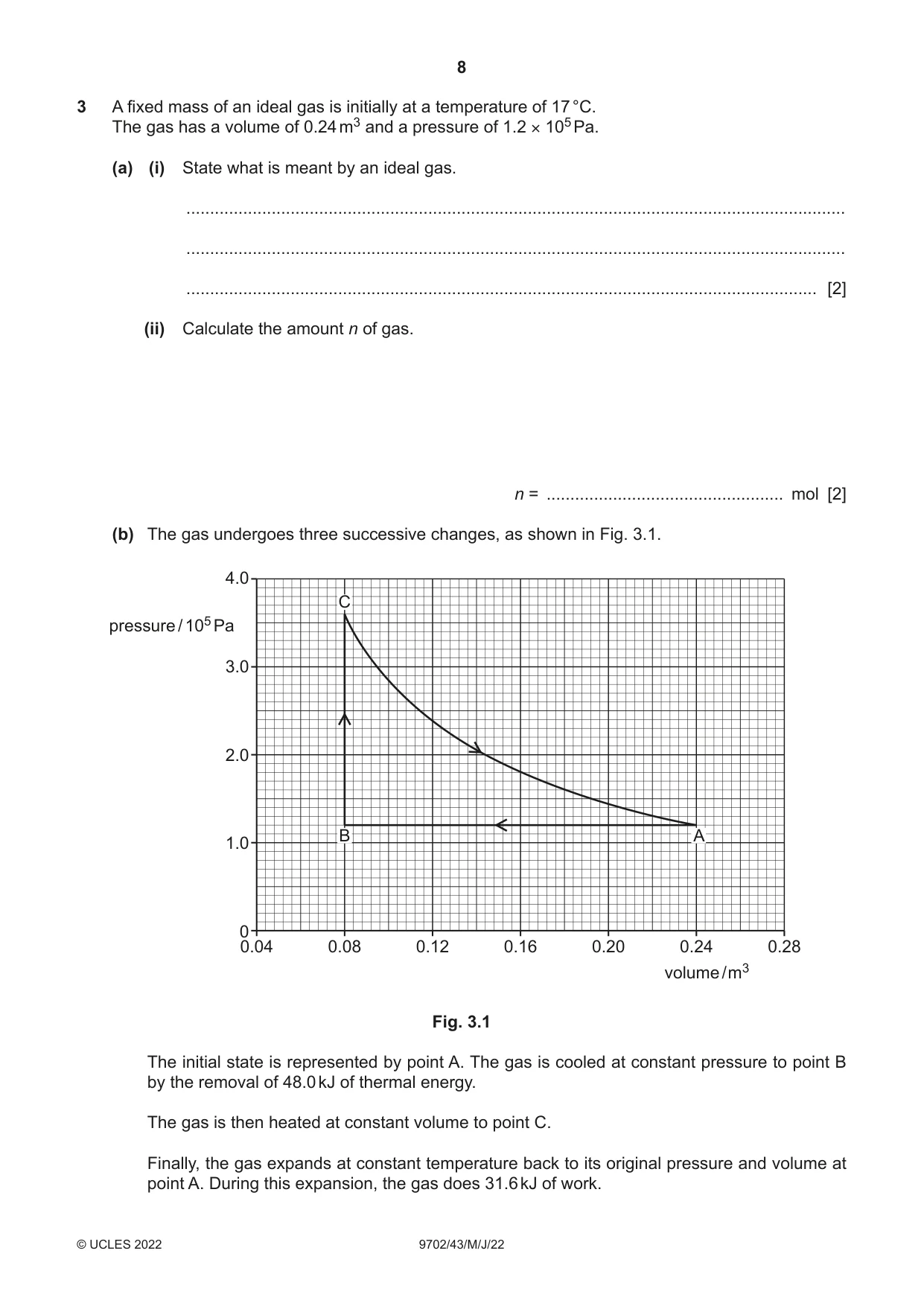 Cambridge A Level Physics 9702 2022 May/June Paper 4 · Variant 3 question paper, page 8 of 24