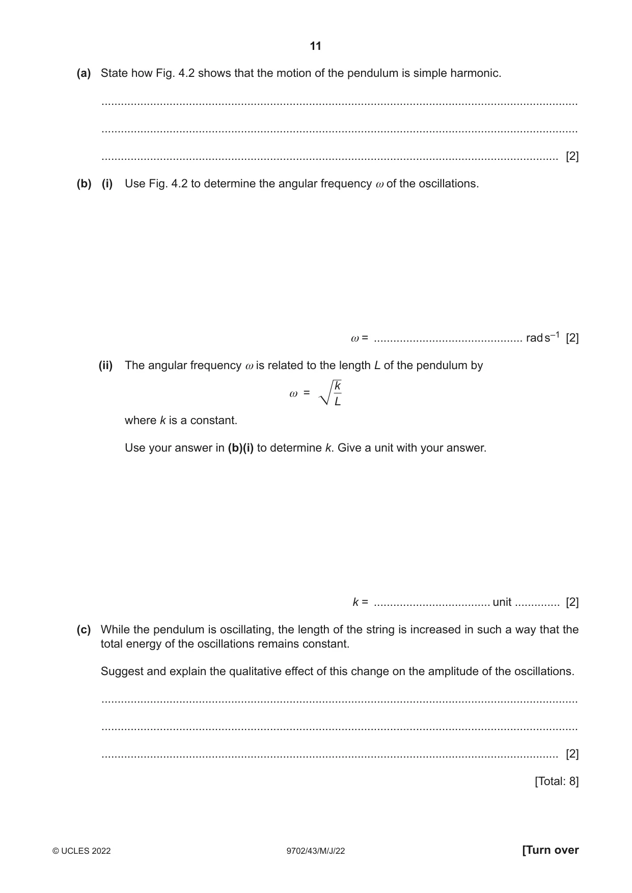 Cambridge A Level Physics 9702 2022 May/June Paper 4 · Variant 3 question paper, page 11 of 24