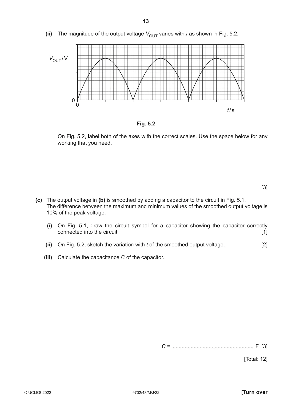 Cambridge A Level Physics 9702 2022 May/June Paper 4 · Variant 3 question paper, page 13 of 24