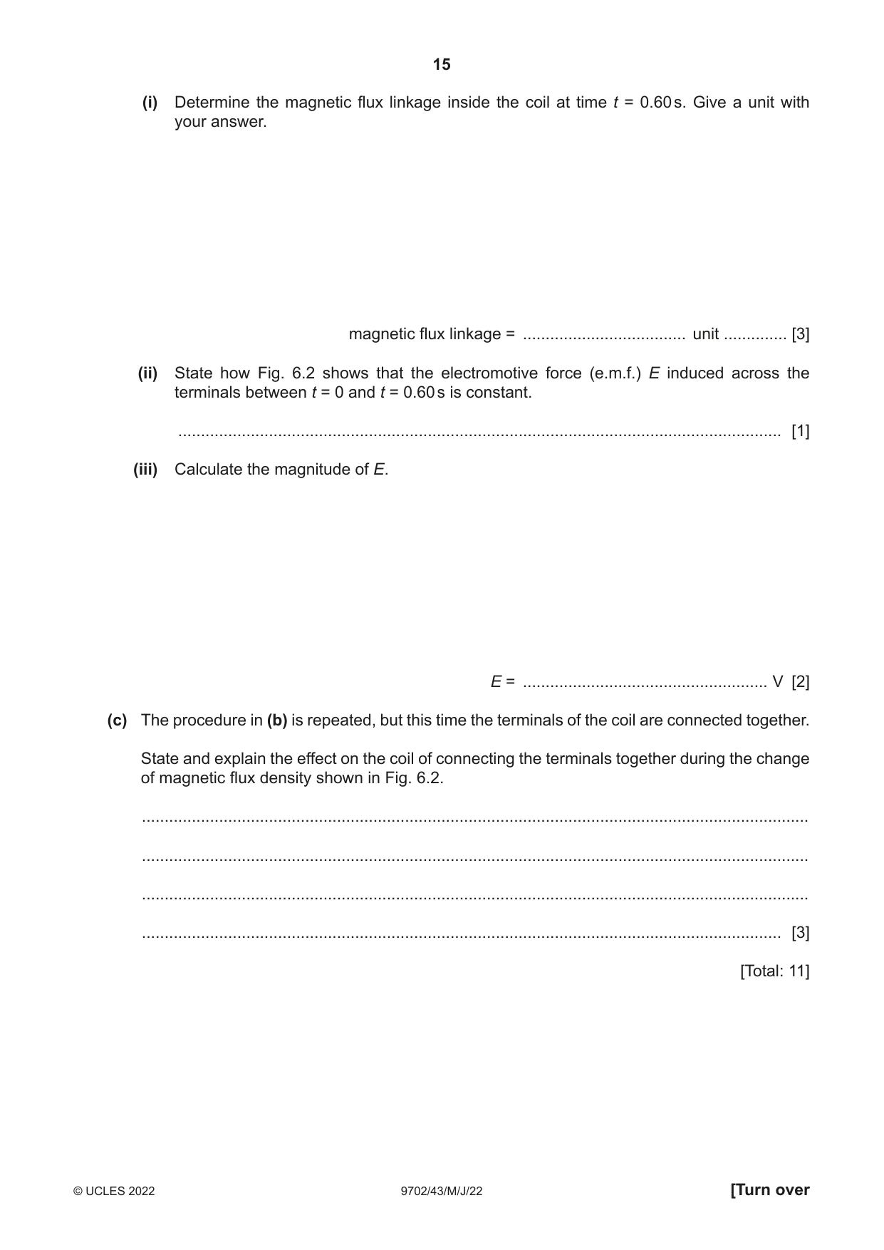 Cambridge A Level Physics 9702 2022 May/June Paper 4 · Variant 3 question paper, page 15 of 24