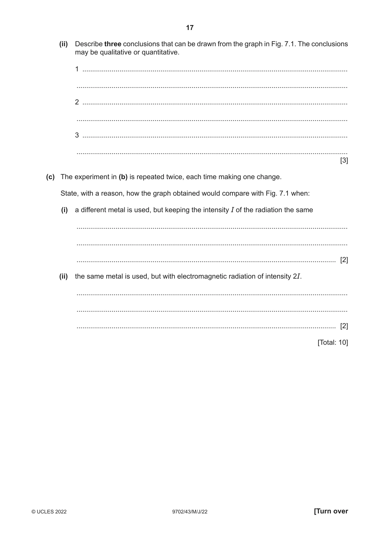 Cambridge A Level Physics 9702 2022 May/June Paper 4 · Variant 3 question paper, page 17 of 24