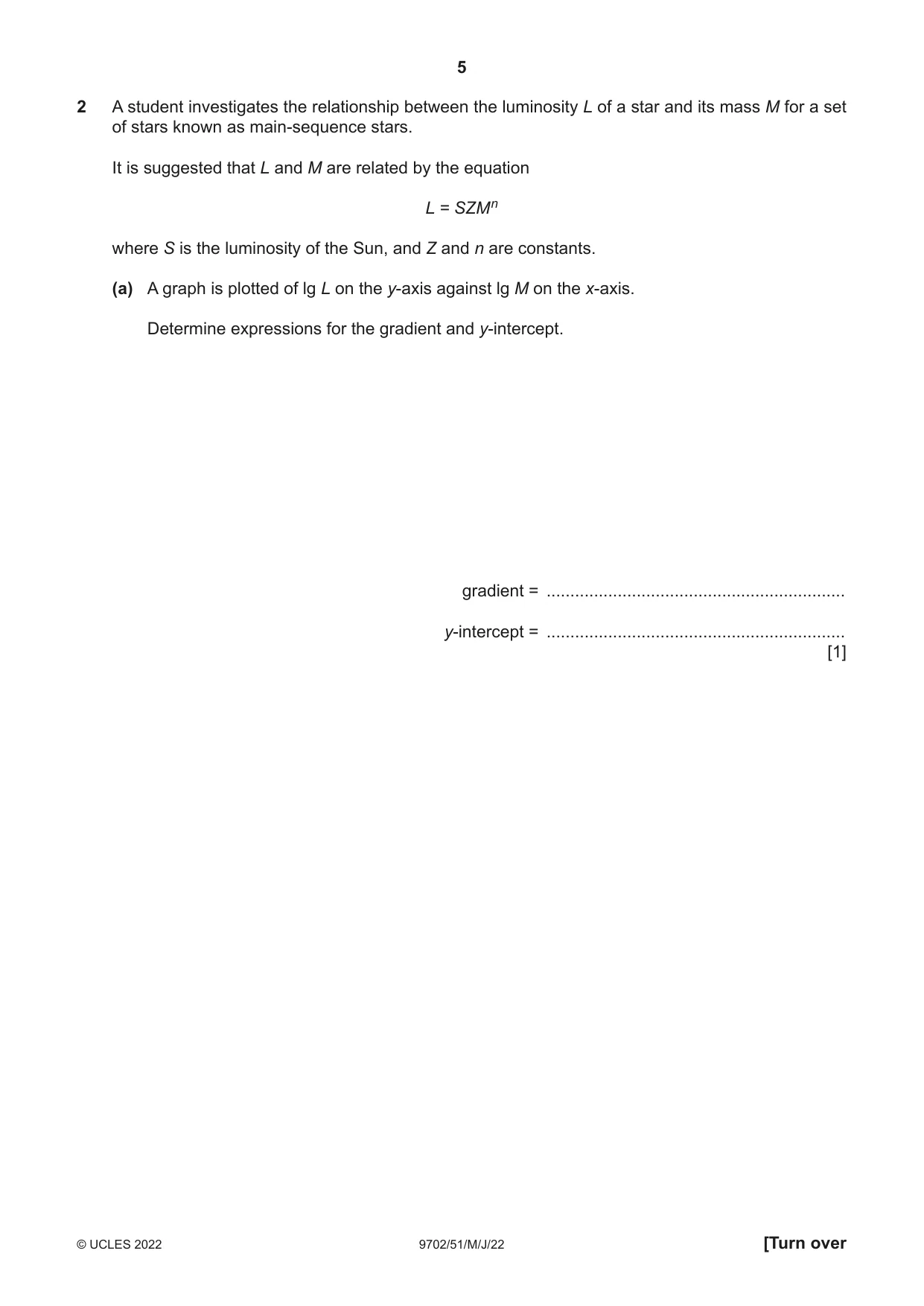 Cambridge A Level Physics 9702 2022 May/June Paper 5 · Variant 1 question paper, page 5 of 8