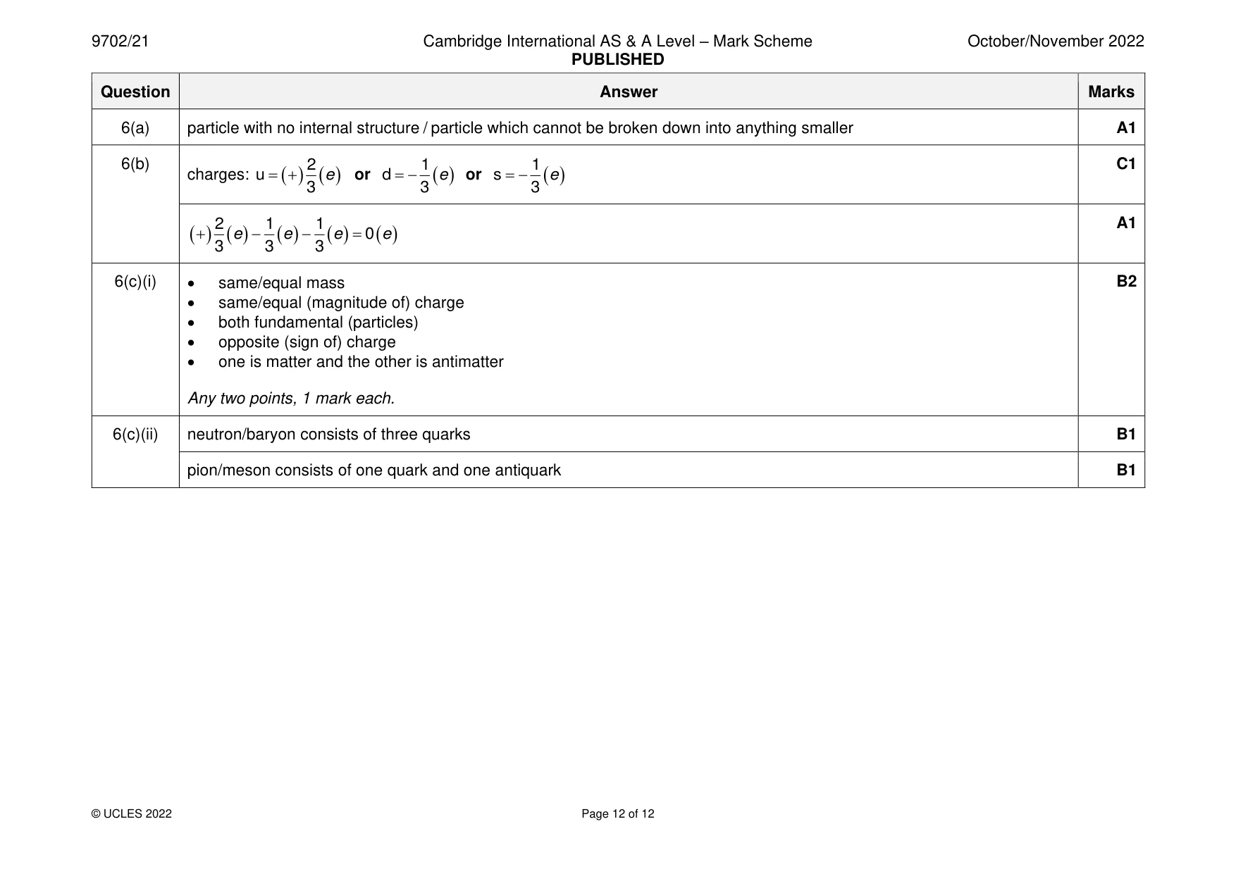 Mark scheme, page 12 of 12
