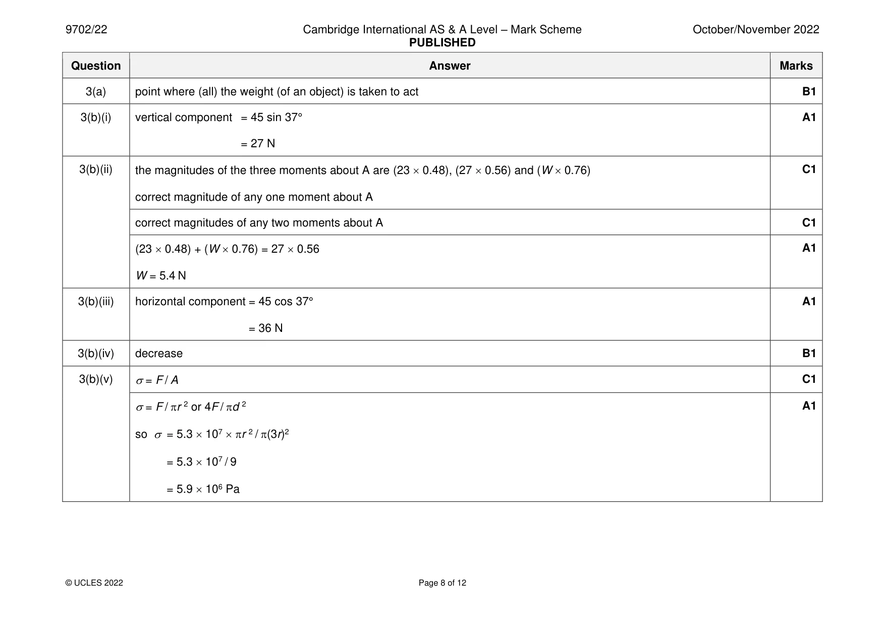 Mark scheme, page 8 of 12