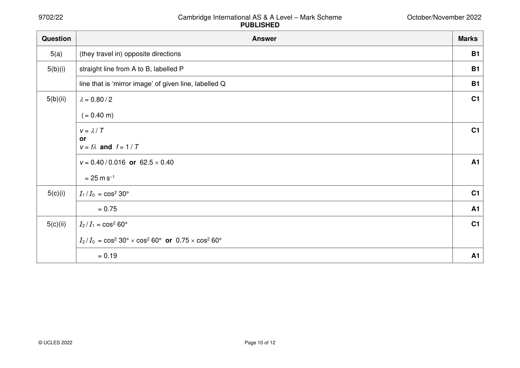 Mark scheme, page 10 of 12