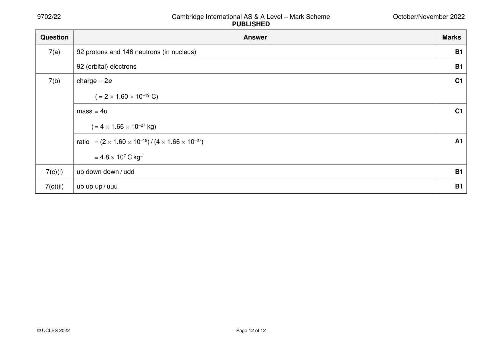 Mark scheme, page 12 of 12