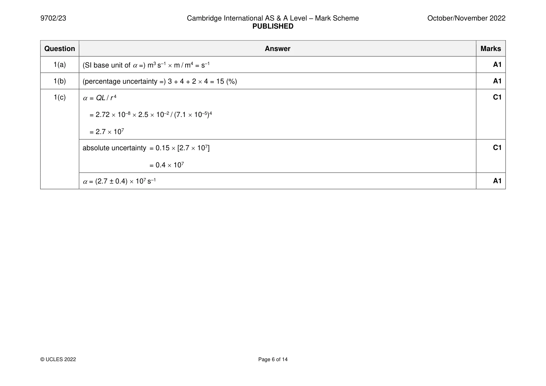 Mark scheme, page 6 of 14