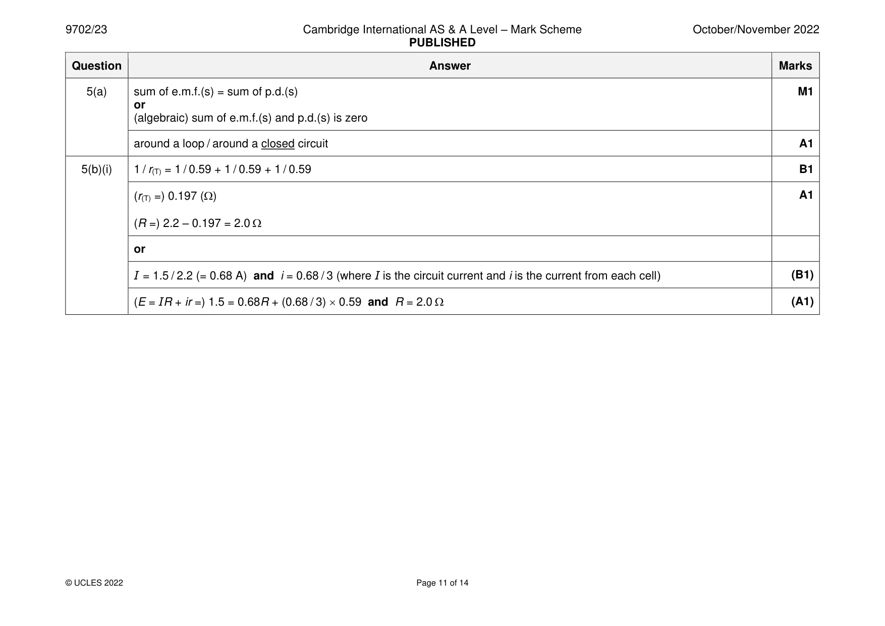 Mark scheme, page 11 of 14