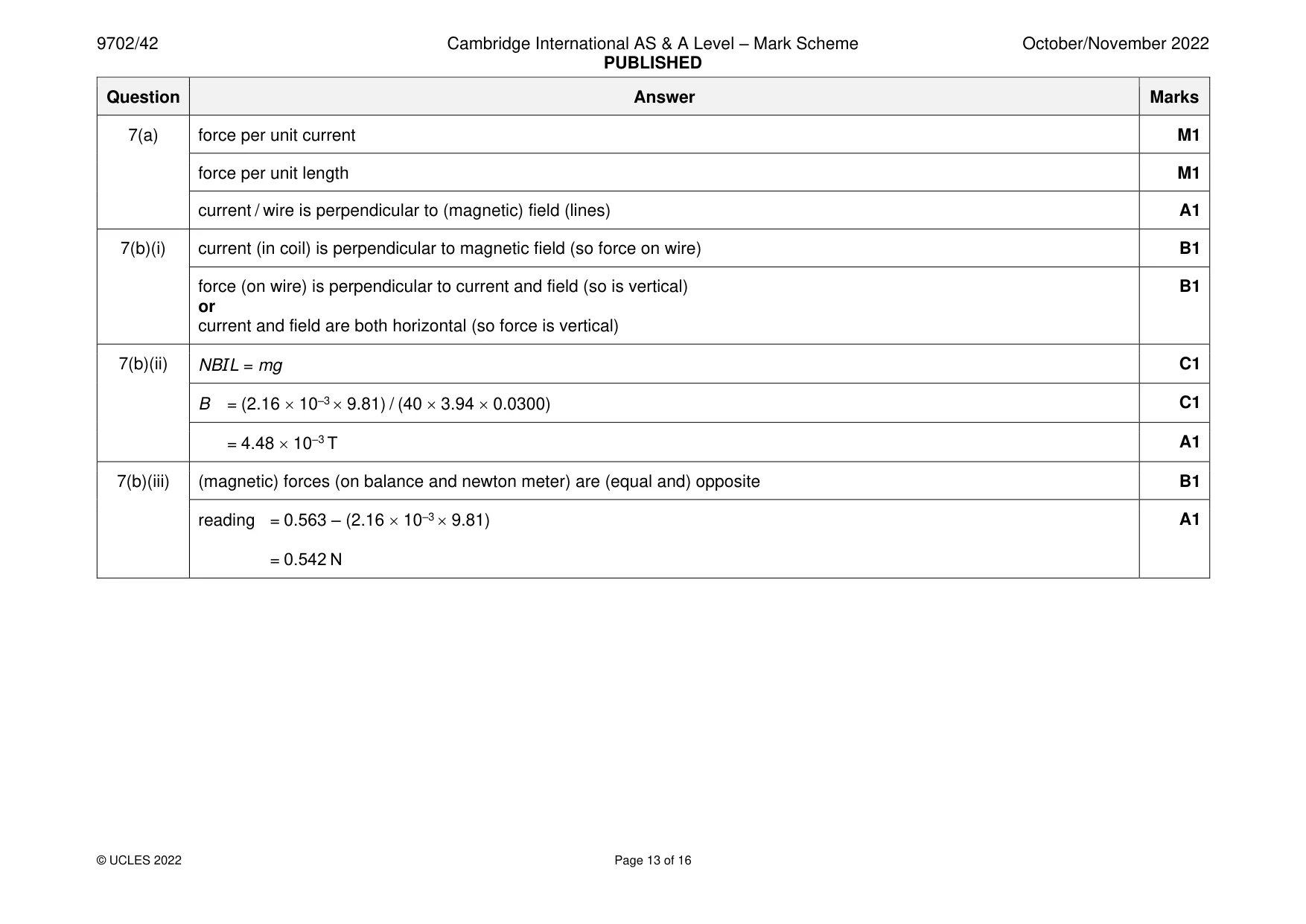 Mark scheme, page 13 of 16