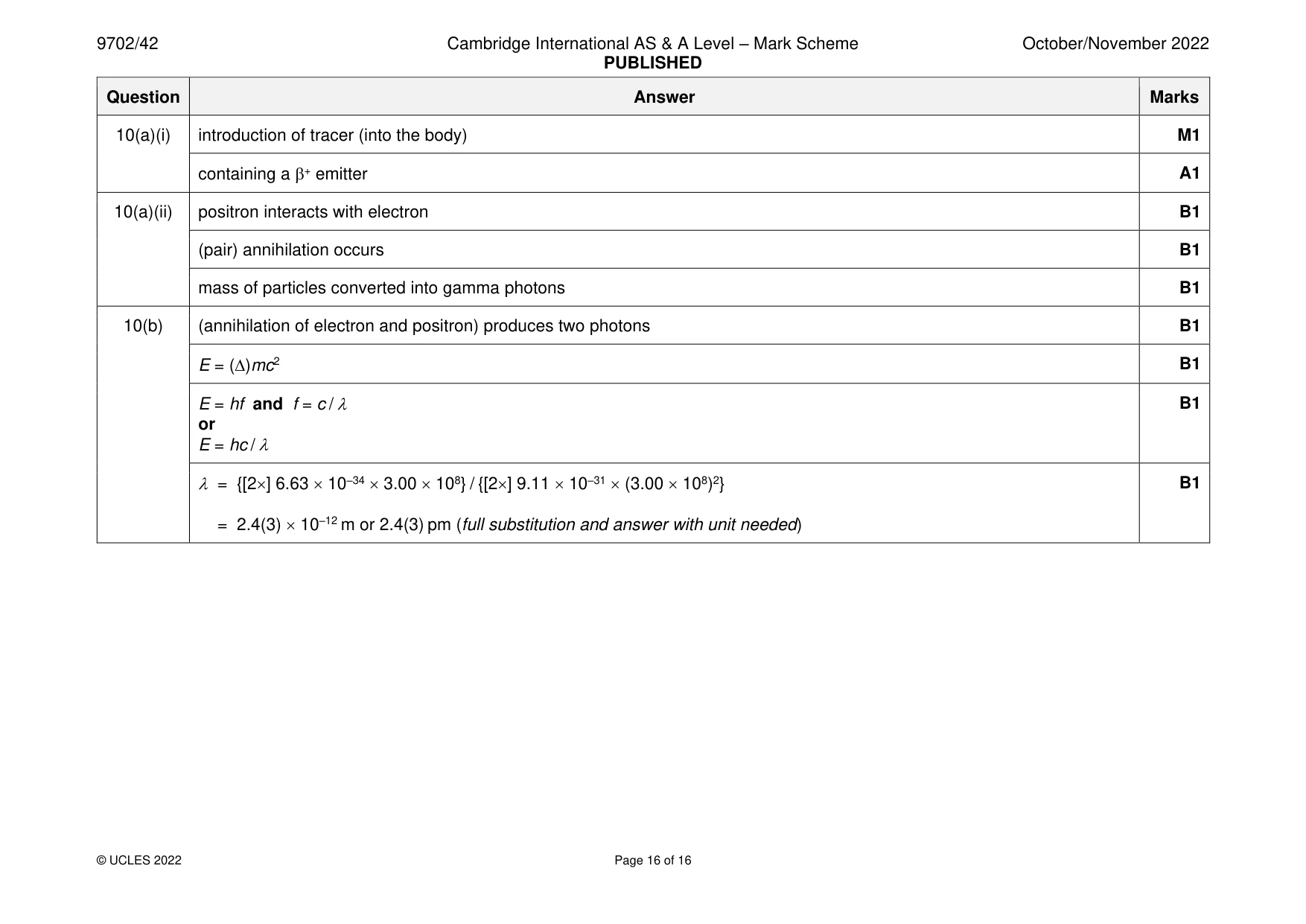 Mark scheme, page 16 of 16