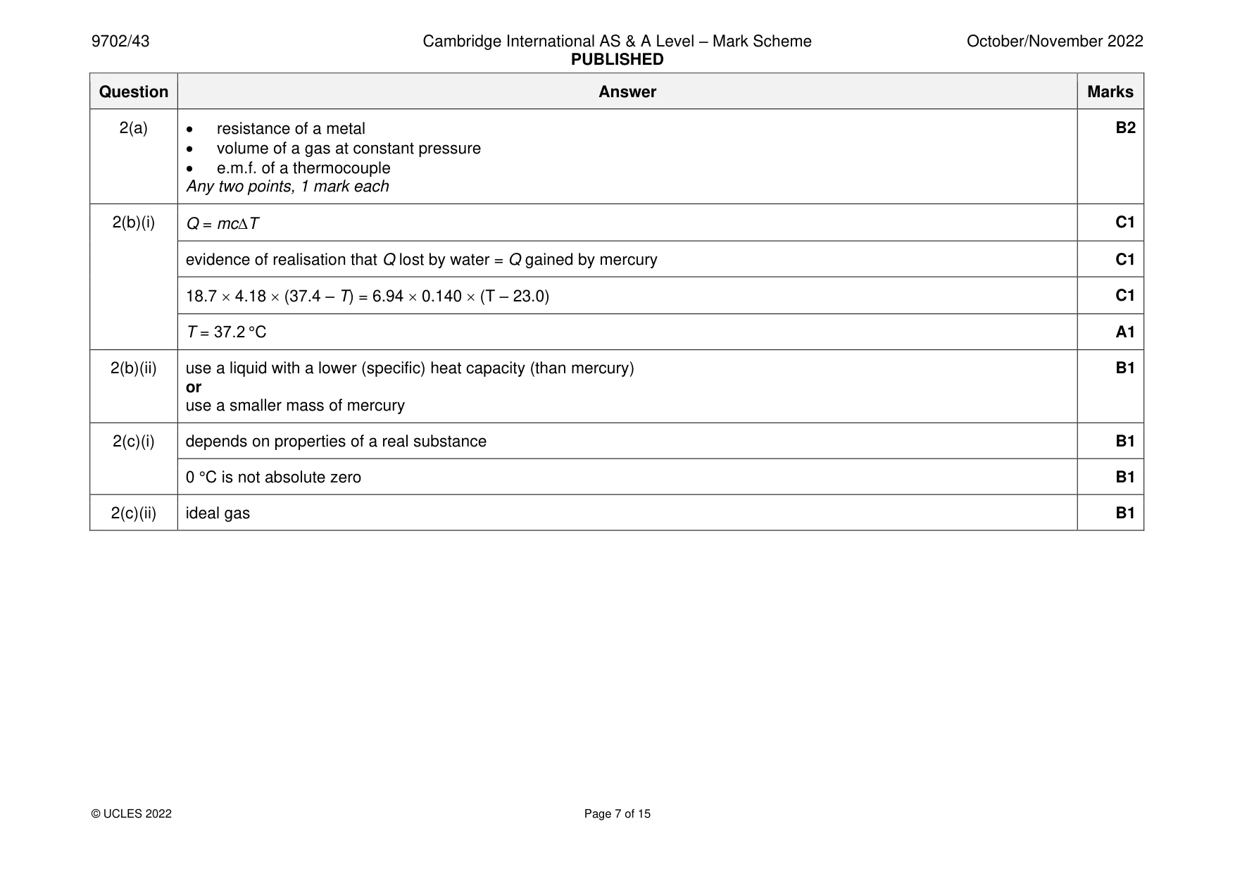Mark scheme, page 7 of 15