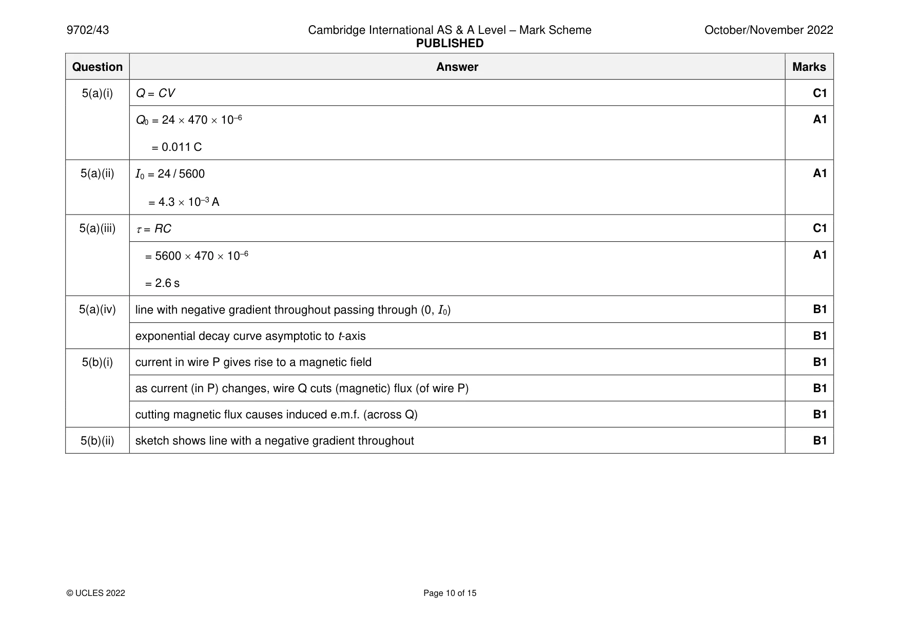 Mark scheme, page 10 of 15