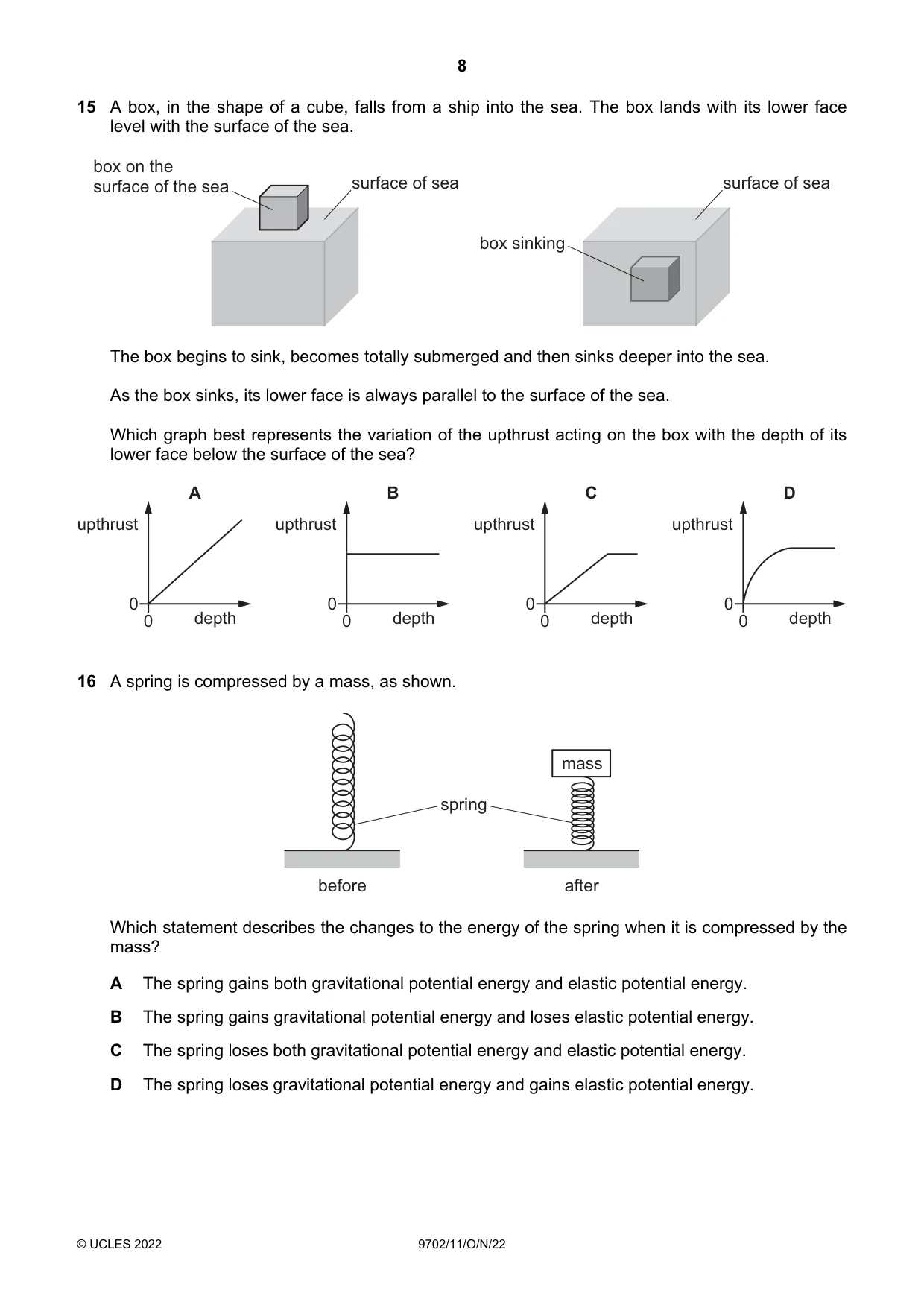 Cambridge A Level Physics 9702 2022 Oct/Nov Paper 1 · Variant 1 question paper, page 8 of 20