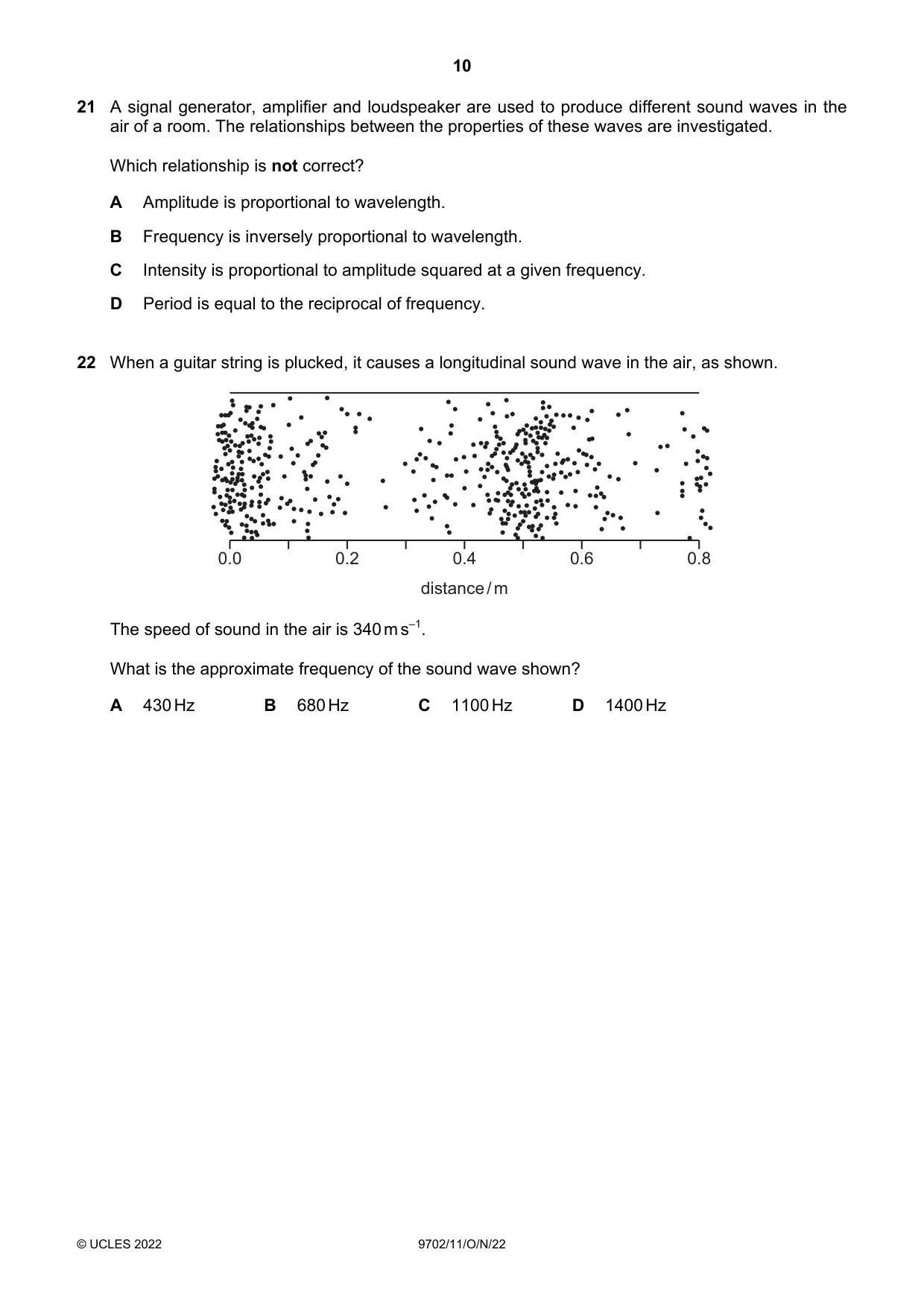 Cambridge A Level Physics 9702 2022 Oct/Nov Paper 1 · Variant 1 question paper, page 10 of 20