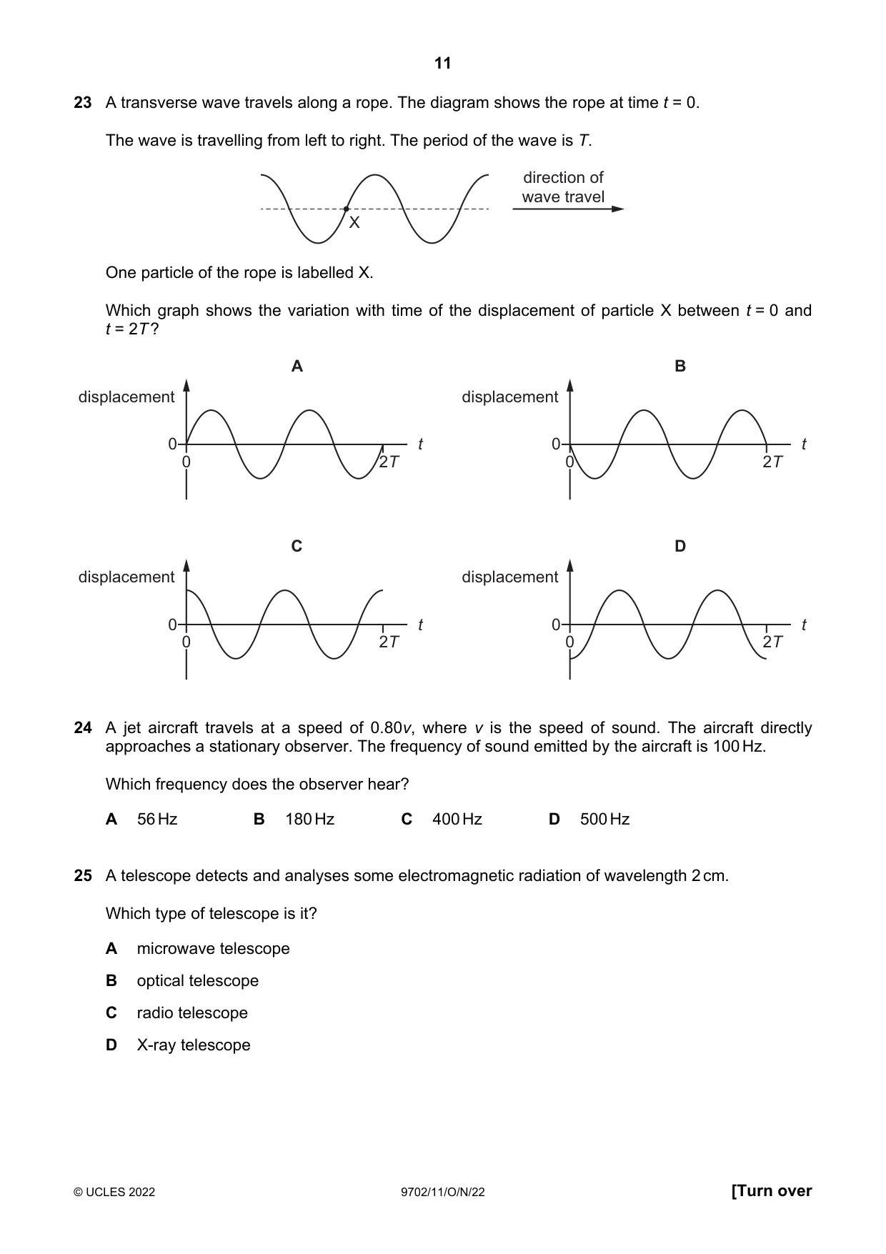 Cambridge A Level Physics 9702 2022 Oct/Nov Paper 1 · Variant 1 question paper, page 11 of 20