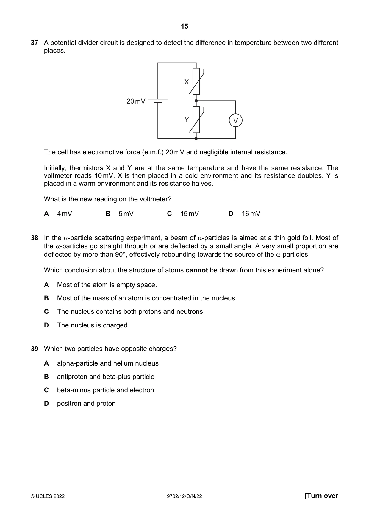 Cambridge A Level Physics 9702 2022 Oct/Nov Paper 1 · Variant 2 question paper, page 15 of 16