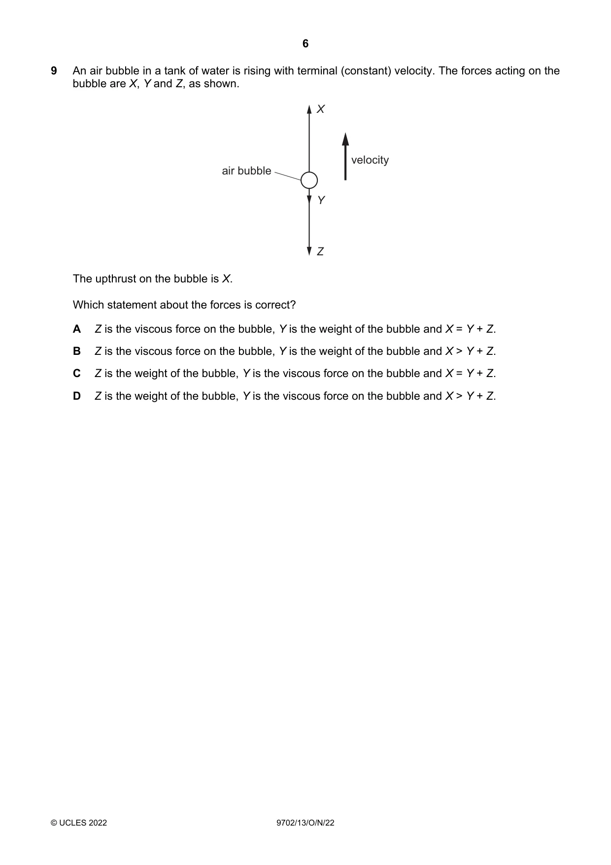 Cambridge A Level Physics 9702 2022 Oct/Nov Paper 1 · Variant 3 question paper, page 6 of 20