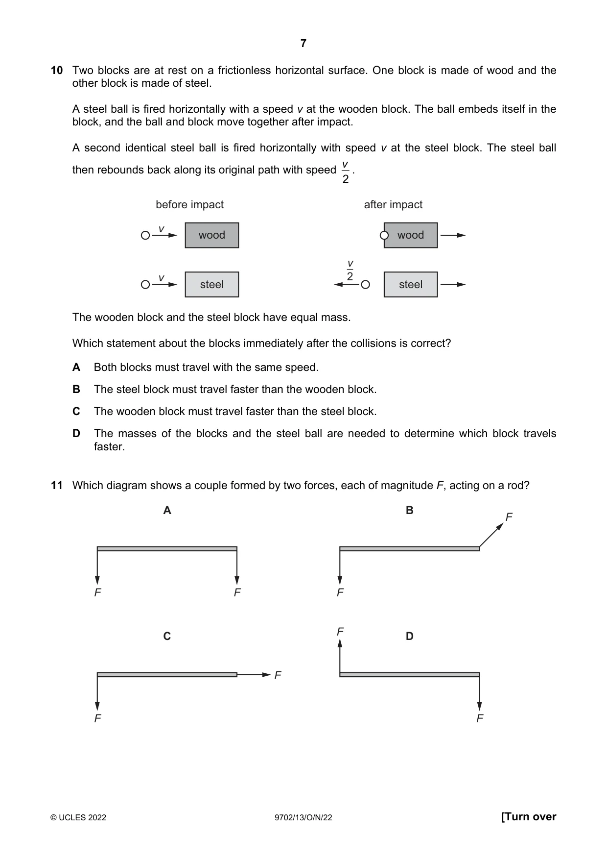 Cambridge A Level Physics 9702 2022 Oct/Nov Paper 1 · Variant 3 question paper, page 7 of 20