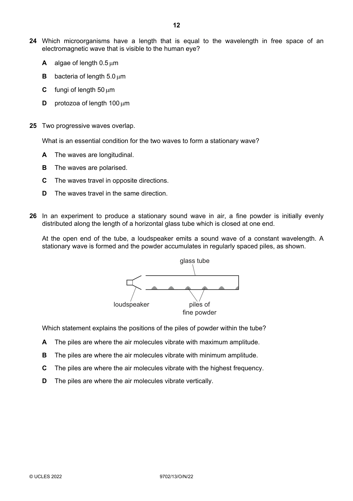 Cambridge A Level Physics 9702 2022 Oct/Nov Paper 1 · Variant 3 question paper, page 12 of 20